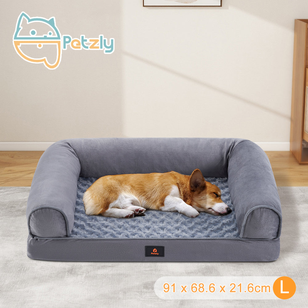 Petzly Dog Bed Memory Foam Calming Bed Orthopedic Pet Sofa Washable M/L/XL/XXL - Sunyee