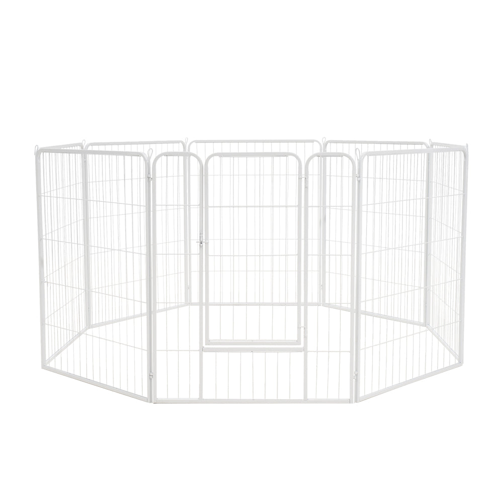 Petzly Dog Playpen Puppy Exercise Cage Pet Cage Enclosure 8 Panel 80x100CM White - Sunyee