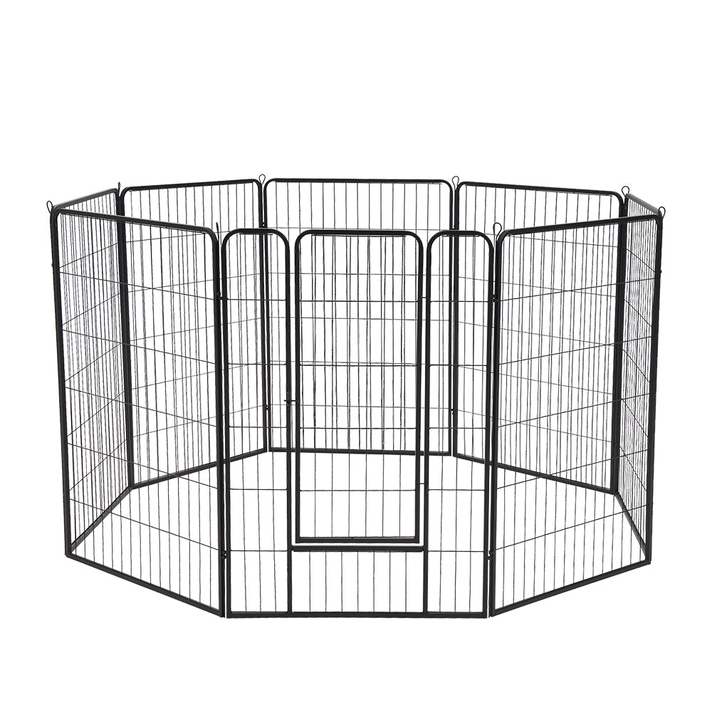 Petzly Dog Playpen Puppy Exercise Cage Pet Cage Enclosure 8 Panel 80x120CM Black - Sunyee