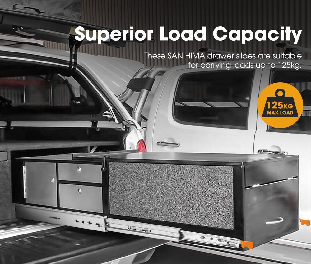 125kg Locking Drawer Slides / Runners 1016mm 4wd Trailer Fridge Draw - Sunyee