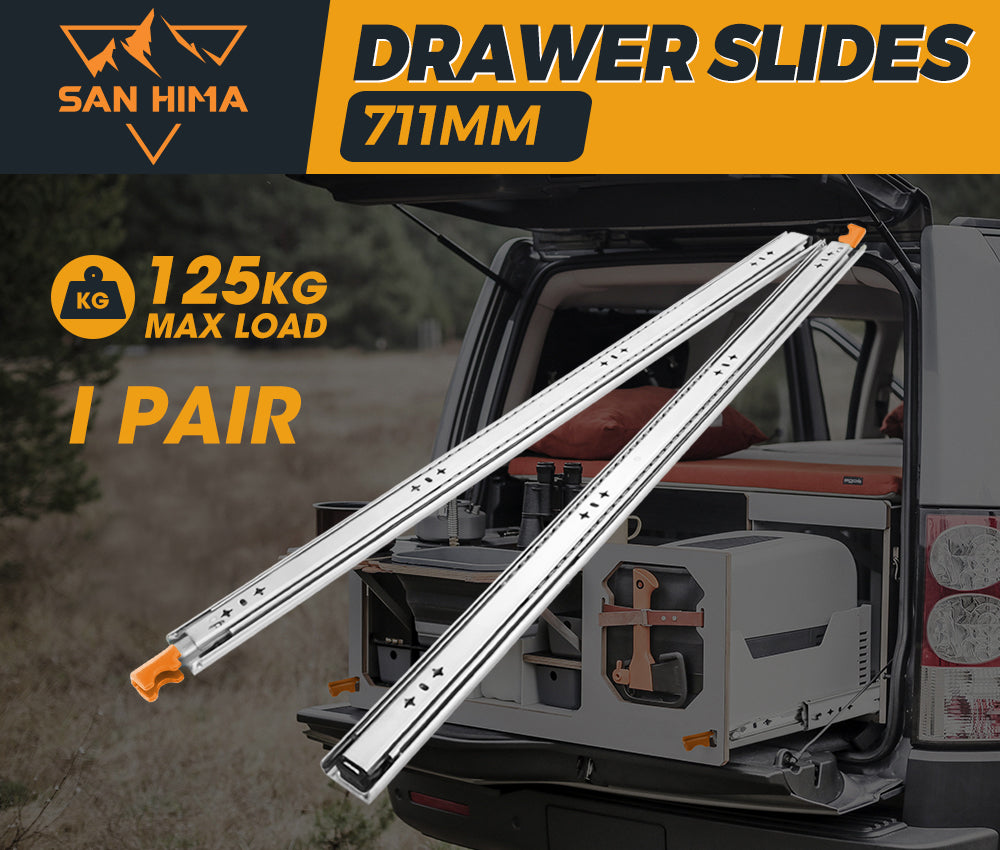 125kg Locking Drawer Slides / Runners 711mm 4wd Trailer Fridge Draw - Sunyee
