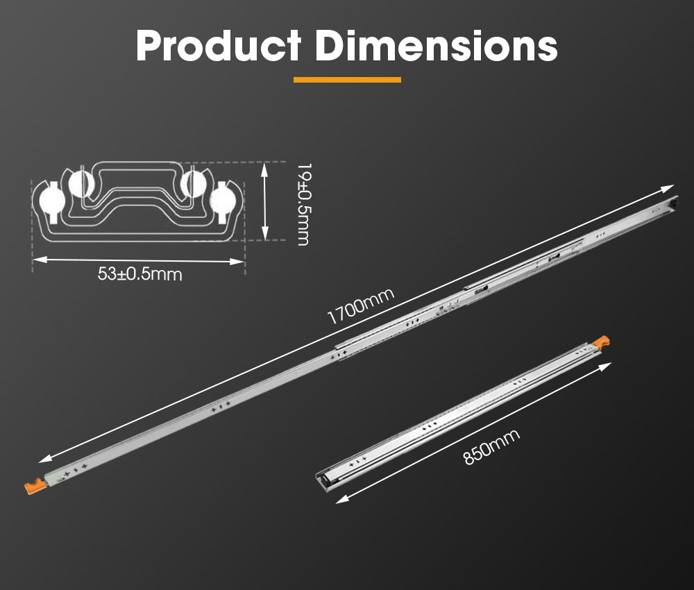 San Hima 2x 125kg Locking Drawer Slides / Runners 850mm 4wd Trailer Fridge Draw - Sunyee