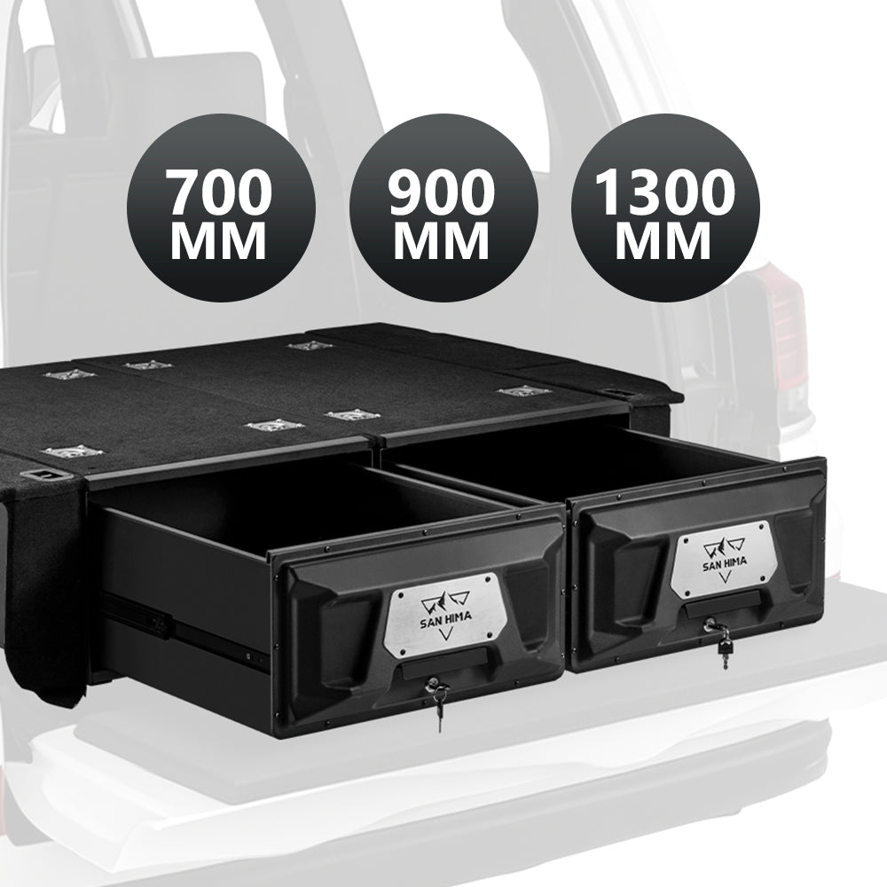 San Hima Lightweight 700/900/1300mm 4WD Rear Drawer & Wing Kit Storage Lockable - Sunyee