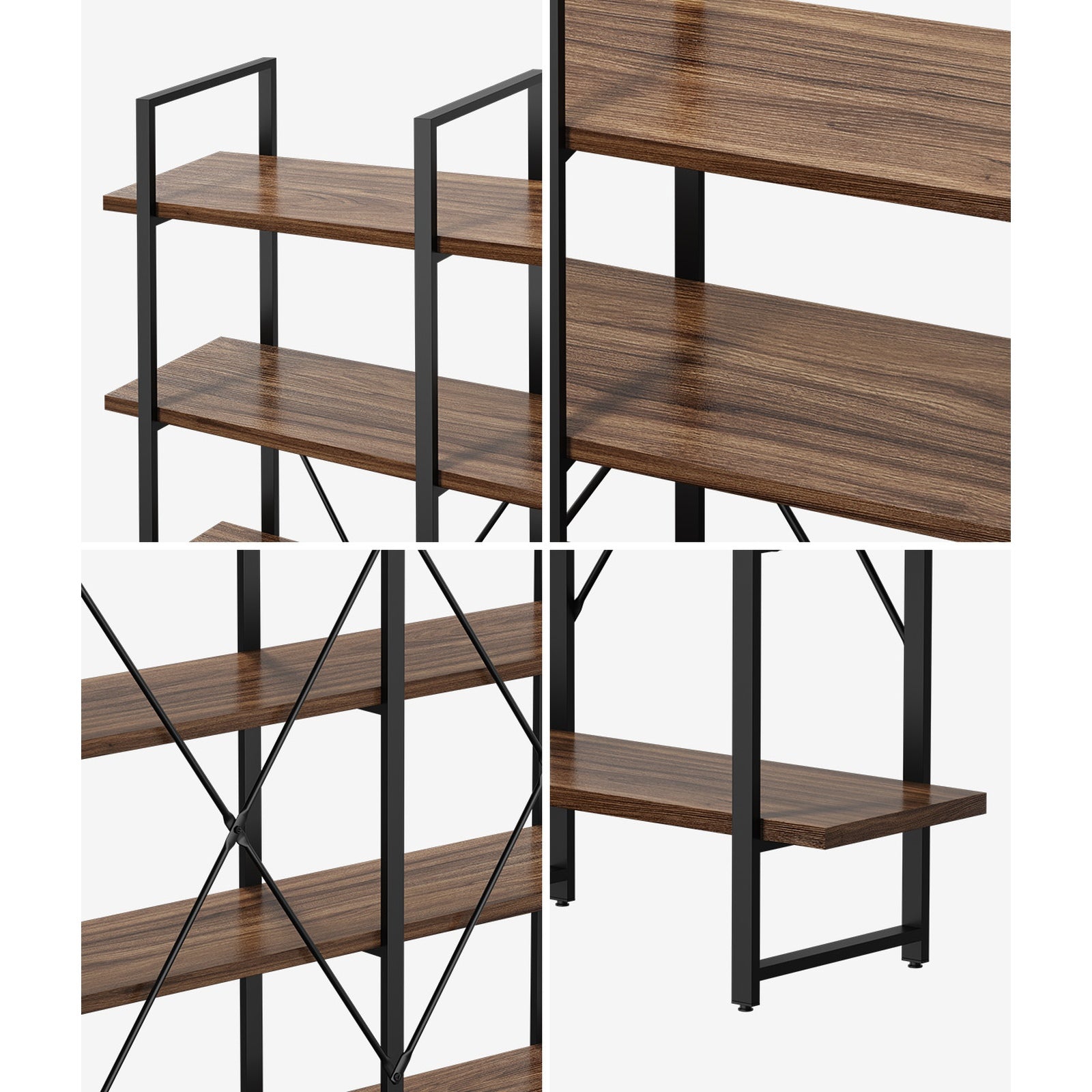 Oikiture 5 Tier Display Shelf Stand Bookshelf Metal Rack Industrial 1.35m - Sunyee