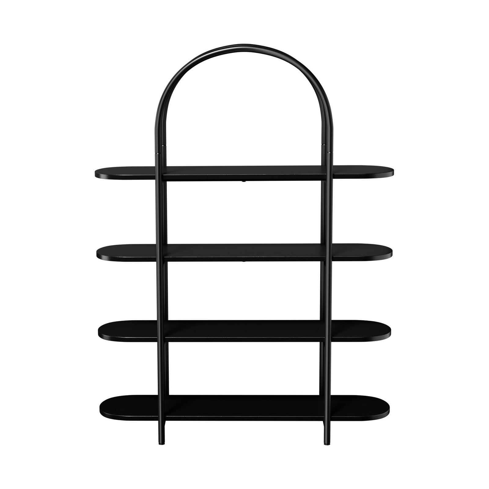 Oikiture Bookshelf 4 Tier Arched Display Shelf Home Industrial Black - Sunyee