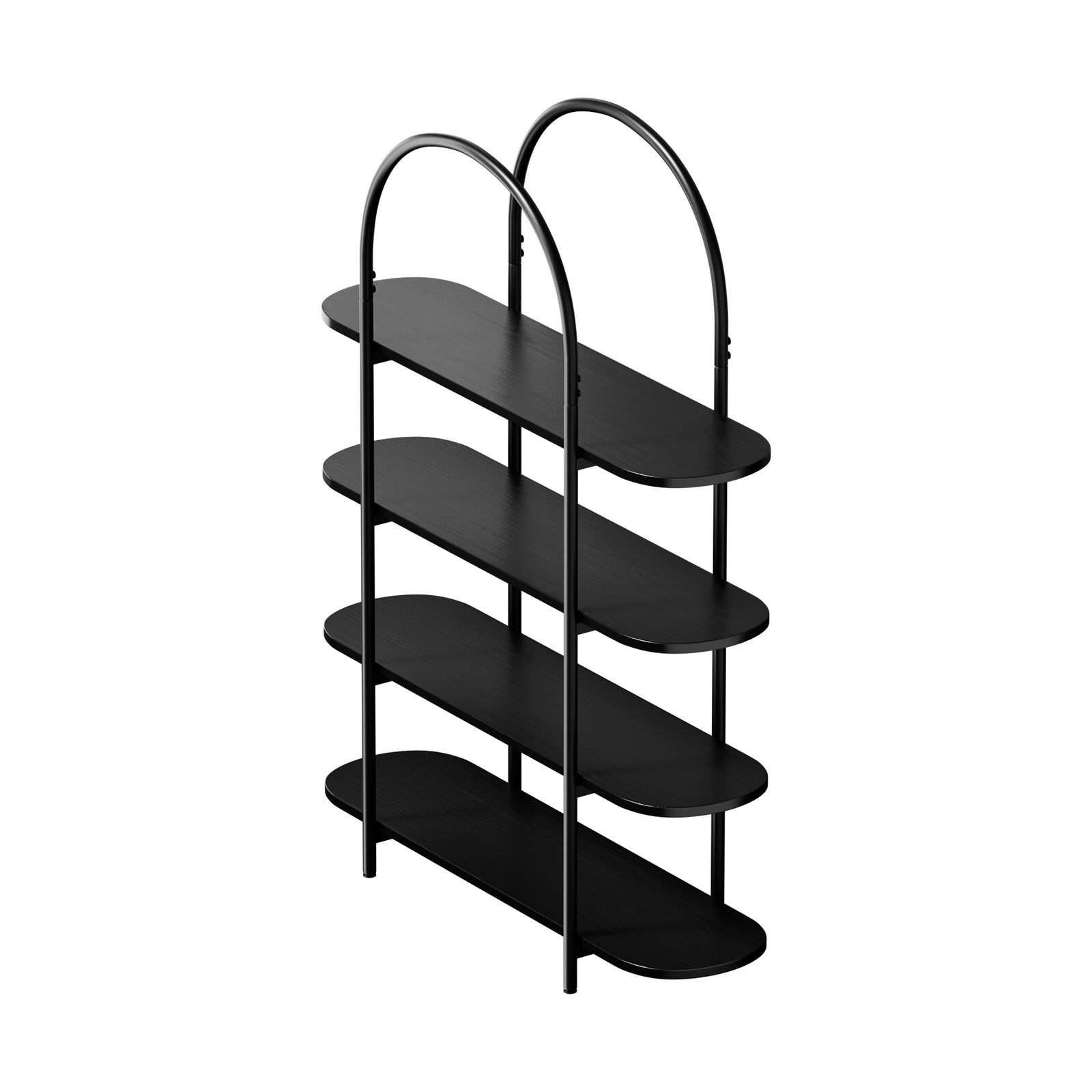 Oikiture Bookshelf 4 Tier Arched Display Shelf Home Industrial Black - Sunyee