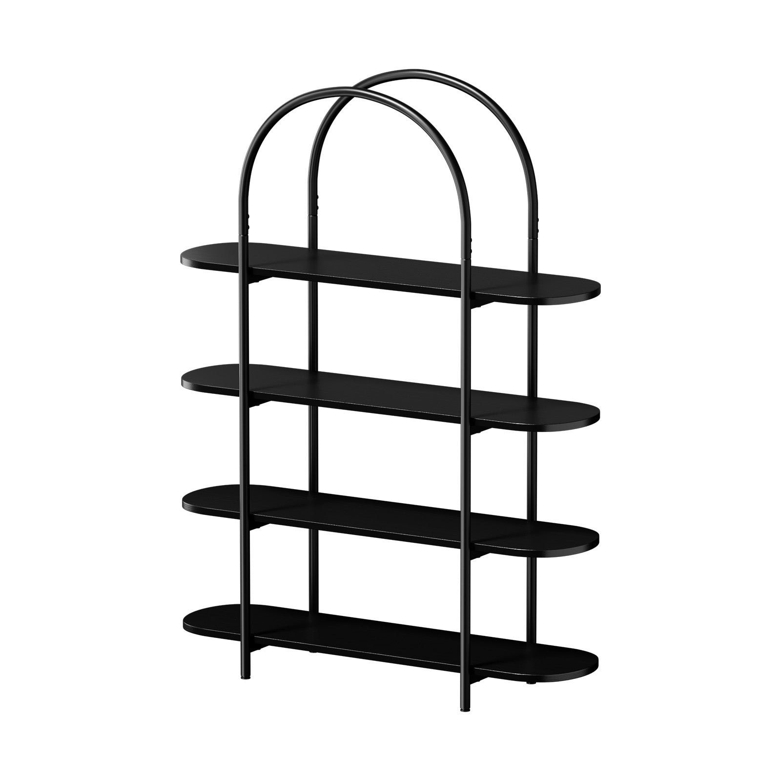 Oikiture Bookshelf 4 Tier Arched Display Shelf Home Industrial Black - Sunyee