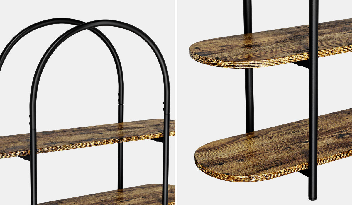 Oikiture Bookshelf 4 Tier Arched Display Shelf Home Industrial Natural - Sunyee