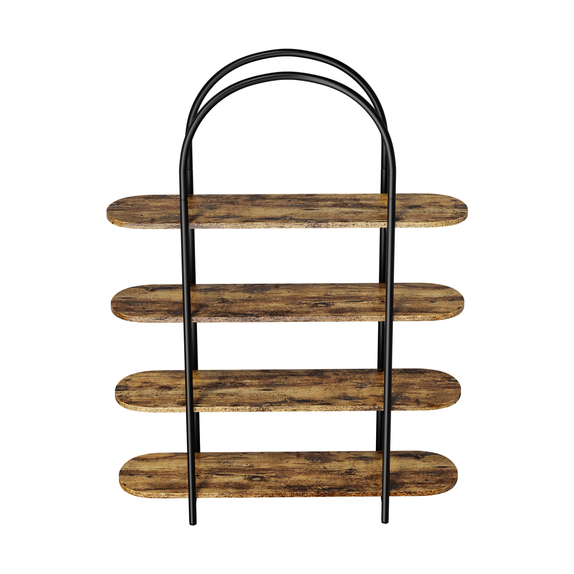Oikiture Bookshelf 4 Tier Arched Display Shelf Home Industrial Natural - Sunyee