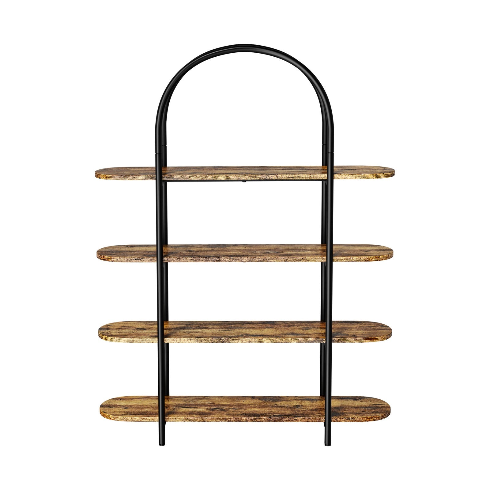 Oikiture Bookshelf 4 Tier Arched Display Shelf Home Industrial Natural - Sunyee