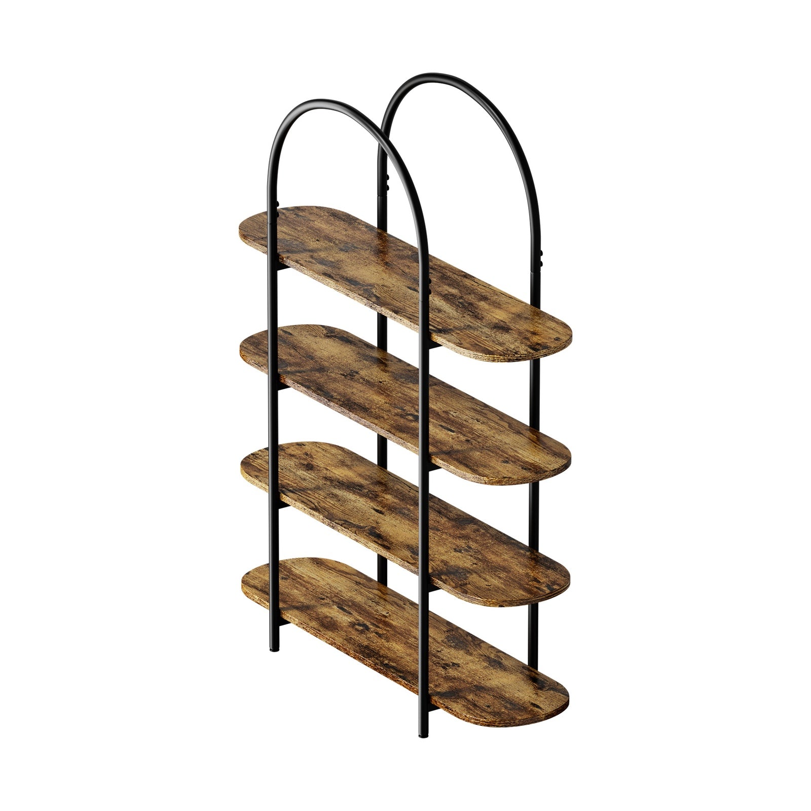 Oikiture Bookshelf 4 Tier Arched Display Shelf Home Industrial Natural - Sunyee
