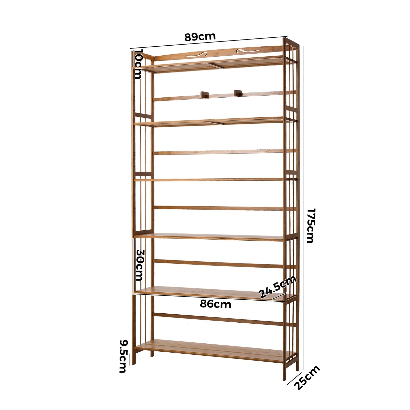 Oikiture 6-tier Bamboo Bookshelf Bookcase Adjustable Display Shelf Storage Rack - Sunyee