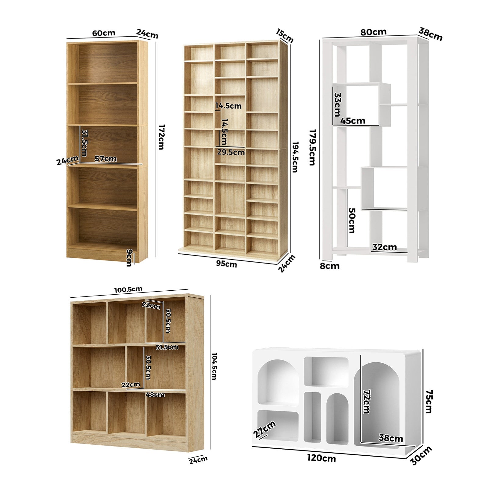 Oikiture Bookshelf Display shelves Unit Bookcase Book Cube Storage Stand Rack - Sunyee