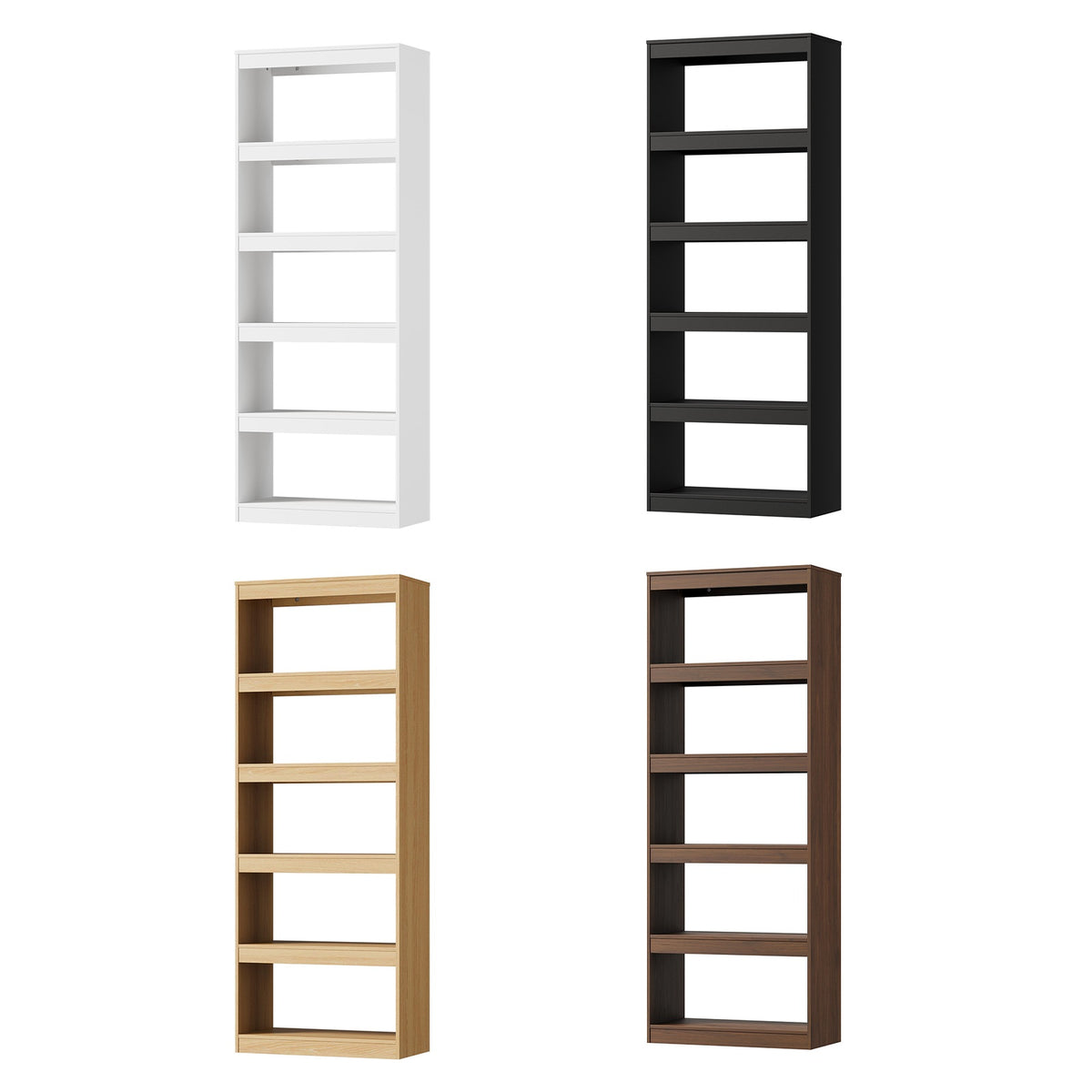 Oikiture 5 Tier Bookshelf Bookcase Display Shelf Open Storage Cabinet