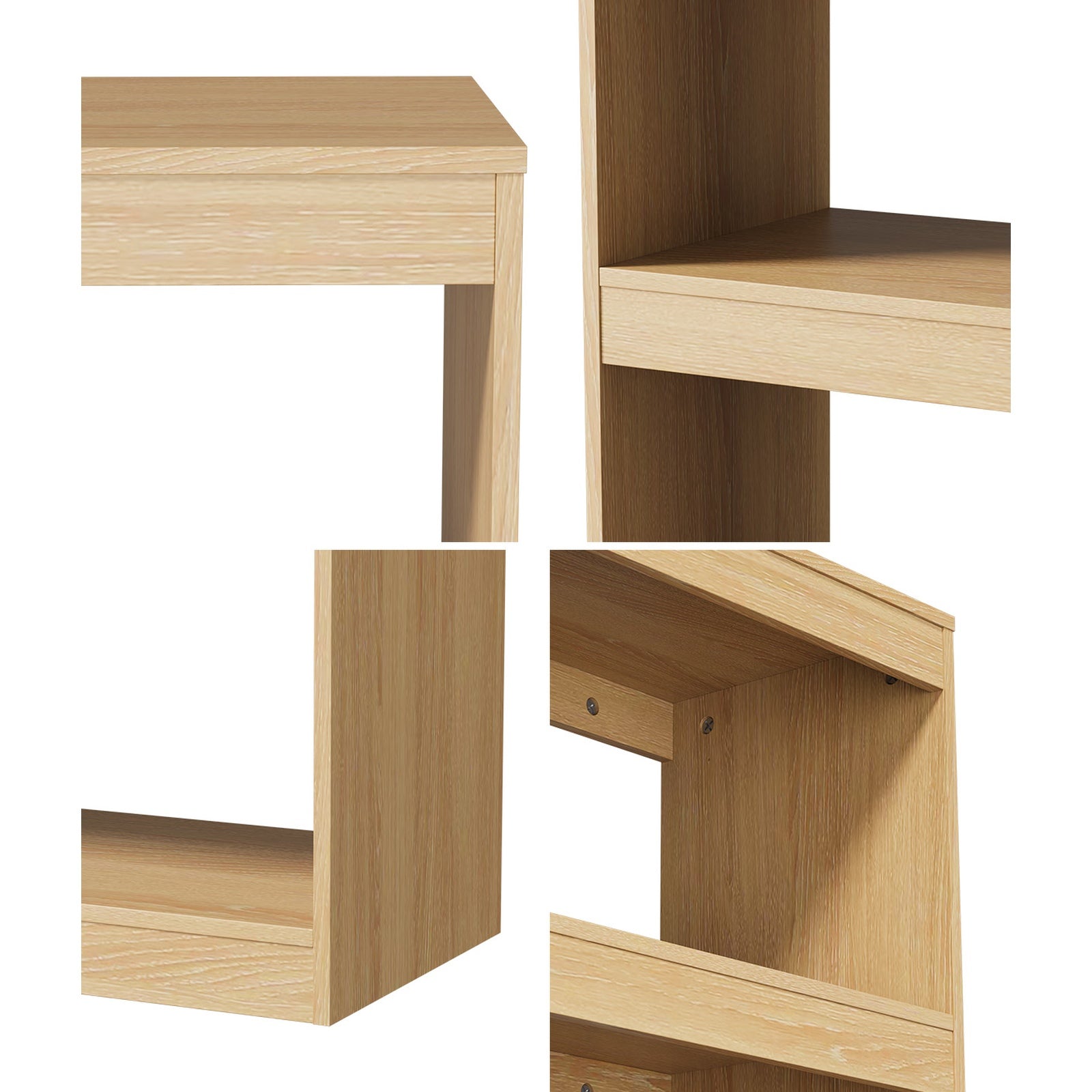 Oikiture 5 Tier Bookshelf Bookcase Display Shelf Open Storage Cabinet Natural