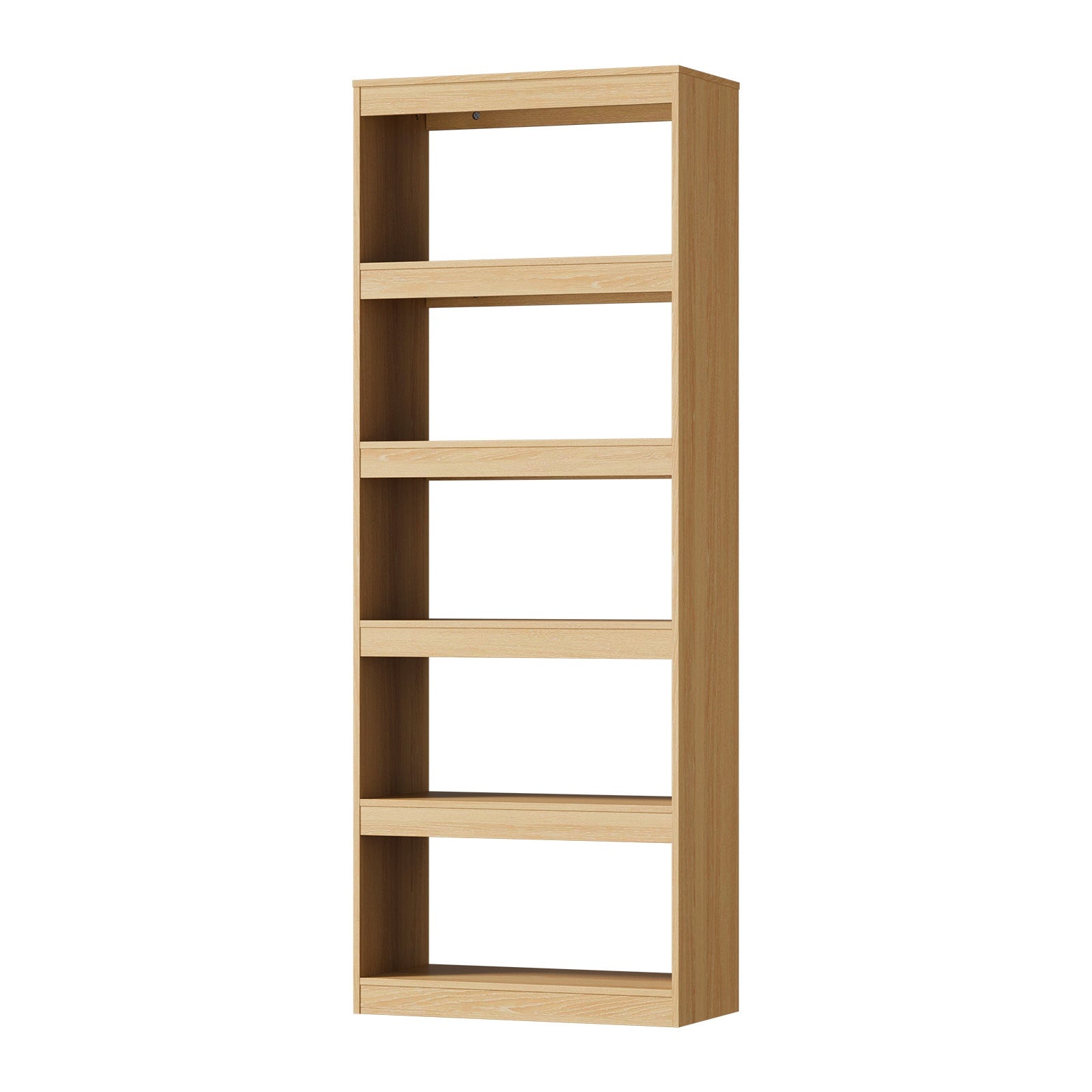 Oikiture 5 Tier Bookshelf Bookcase Display Shelf Open Storage Cabinet Natural