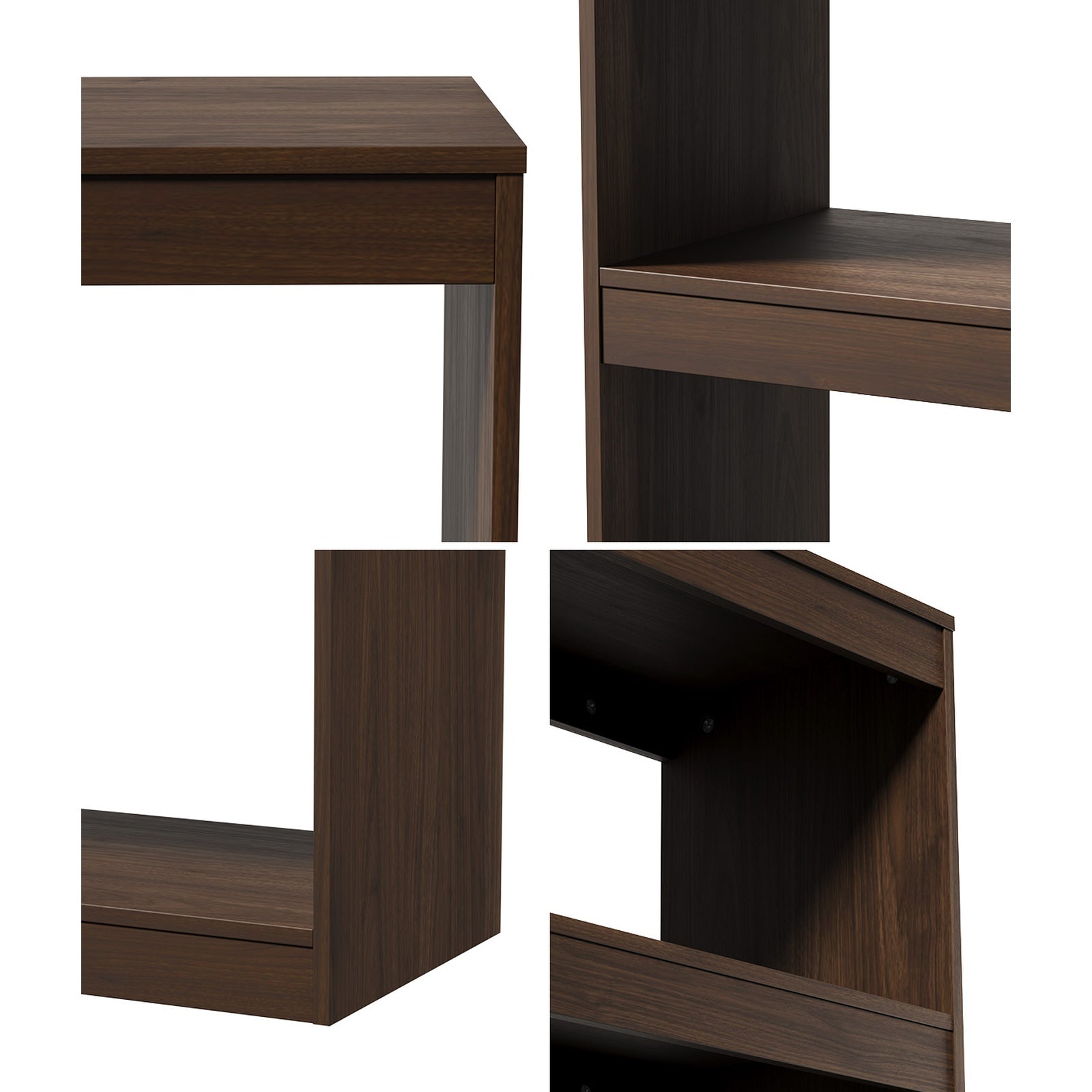 Oikiture 5 Tier Bookshelf Bookcase Display Shelf Open Storage Cabinet Walnut