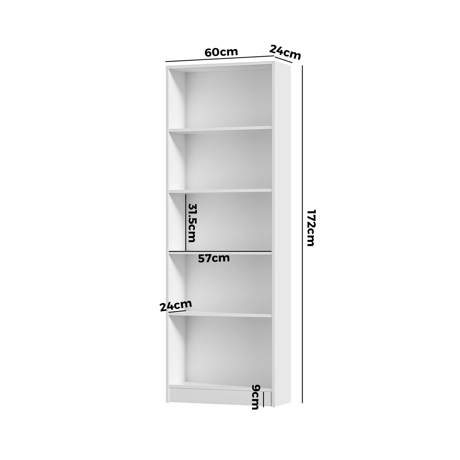 Oikiture Bookshelf Bookcase Display shelves 5-Tier Storage Stand Rack White - Sunyee