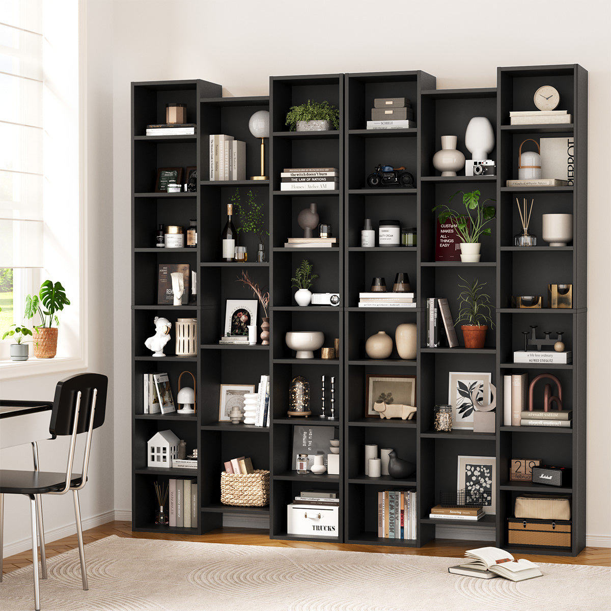 Oikiture Bookshelf Display Shelf CD DVD Storage Media Rack Stand Bookcase Black - Sunyee