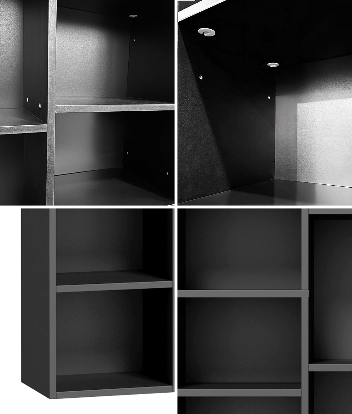 Oikiture Bookshelf Display Shelf CD DVD Storage Media Rack Stand Bookcase Black - Sunyee