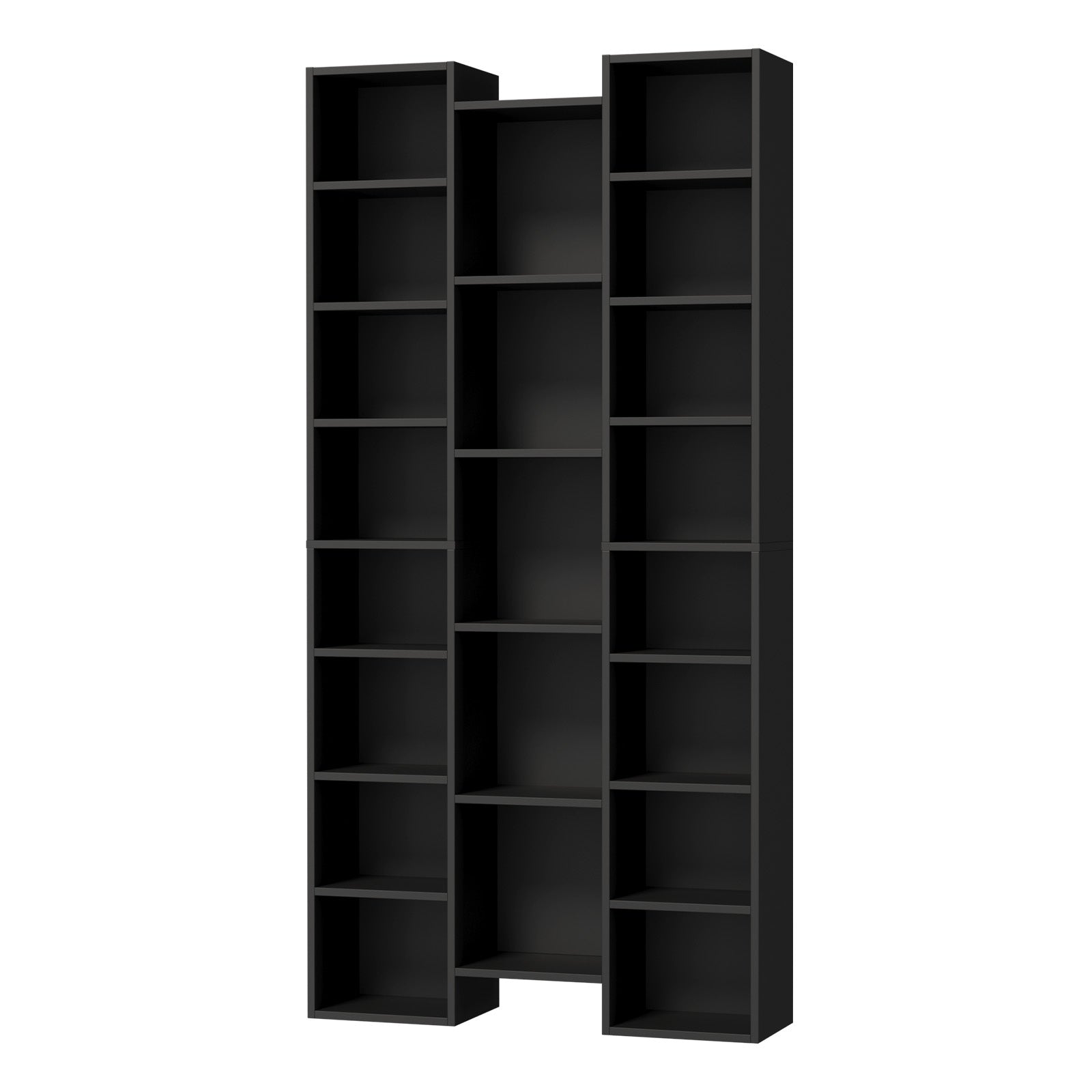 Oikiture Bookshelf Display Shelf CD DVD Storage Media Rack Stand Bookcase Black - Sunyee