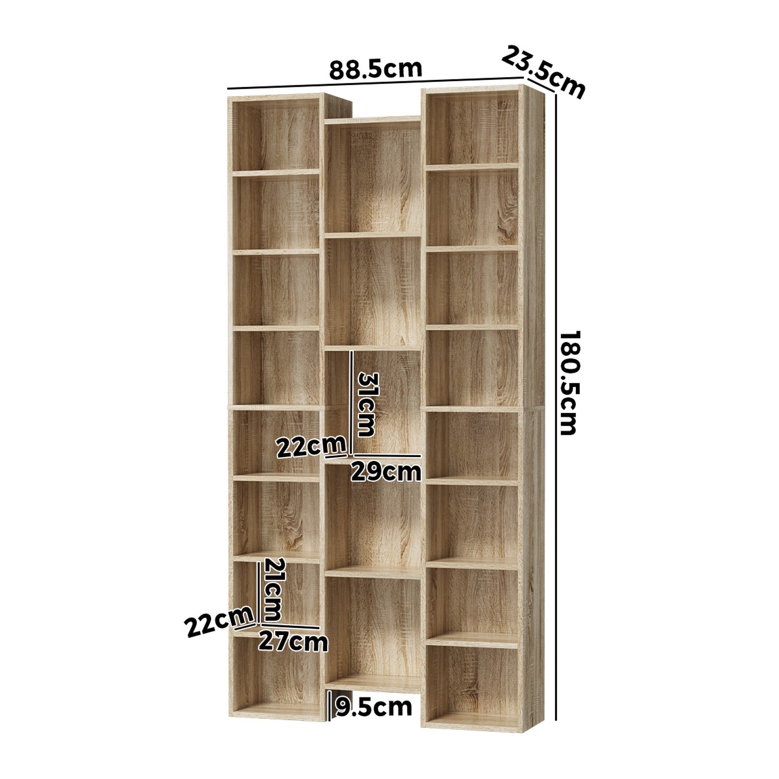 Oikiture Bookshelf Display Shelf CD DVD Storage Media Rack Stand Bookcase