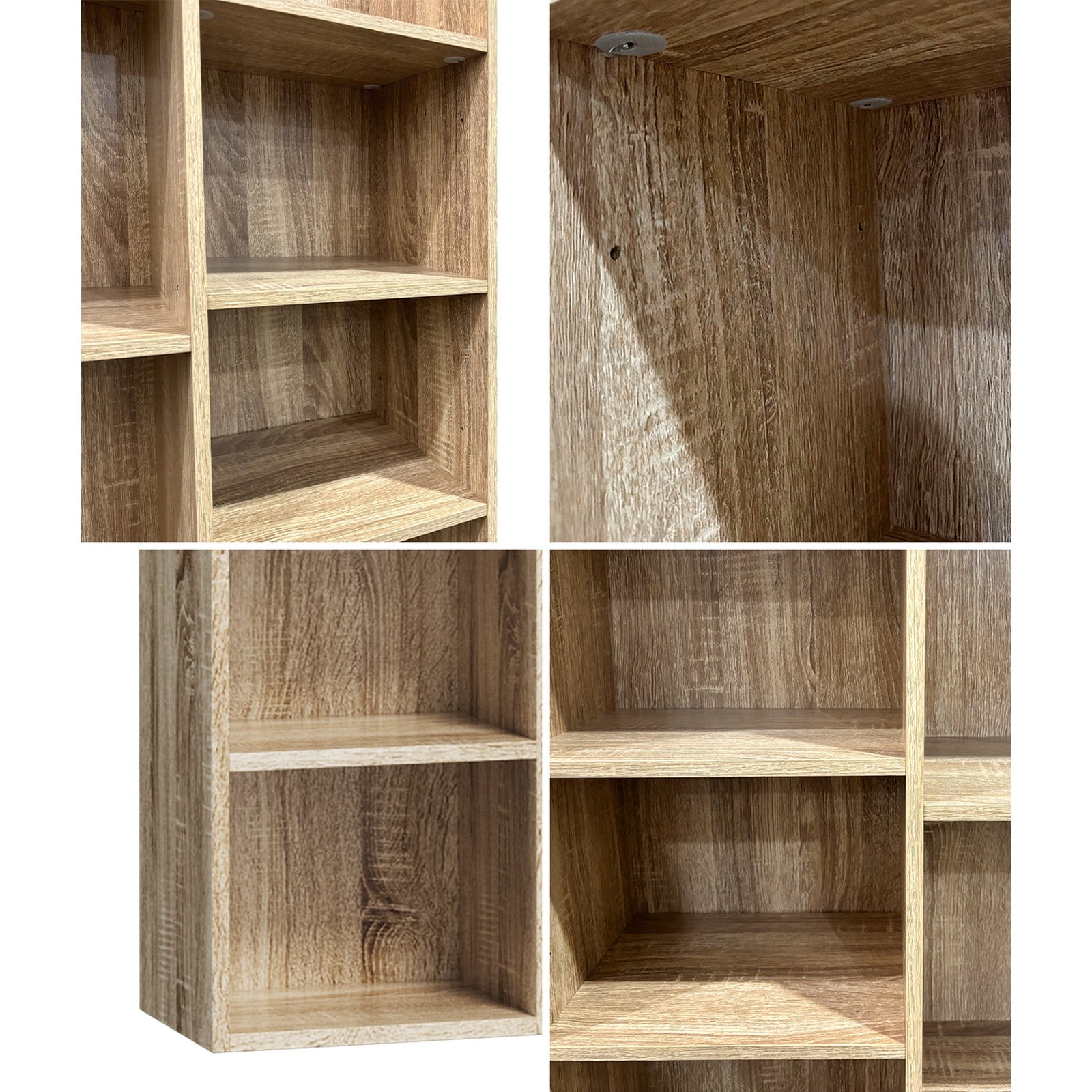 Oikiture Bookshelf Display Shelf CD DVD Storage Media Rack Bookcase Natural - Sunyee
