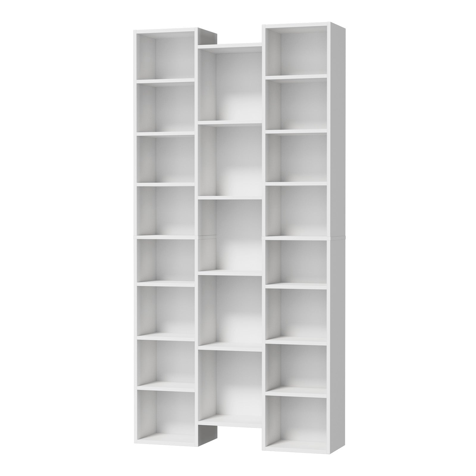 Oikiture Bookshelf Display Shelf CD DVD Storage Media Rack Stand Bookcase White - Sunyee