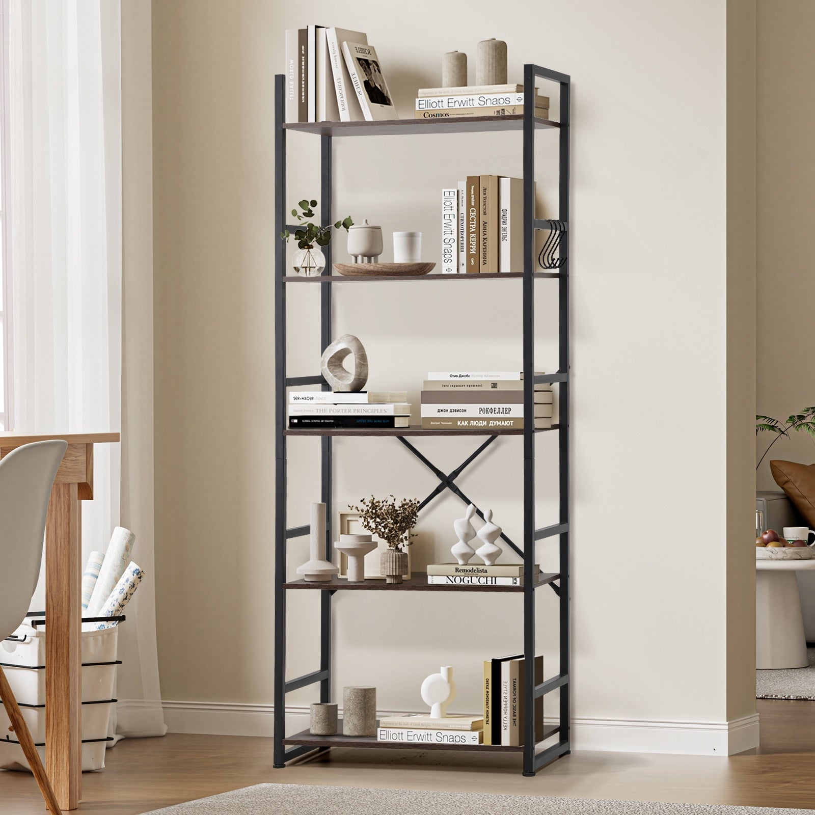 Oikiture Display Shelf 5-Tier Shelves Bookshelf Storage Bookcase Stand Rack 60CM - Sunyee