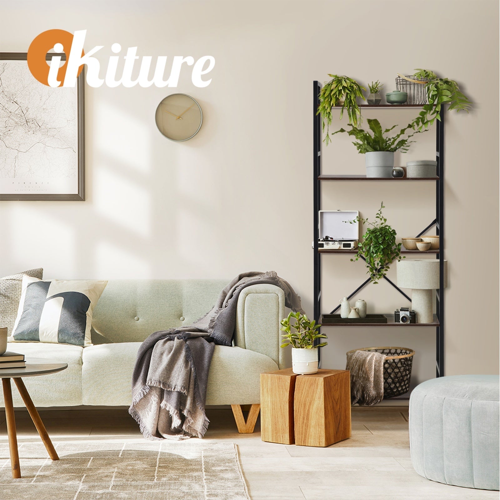 Oikiture Display Shelf 5-Tier Shelves Bookshelf Storage Bookcase Stand Rack 60CM - Sunyee