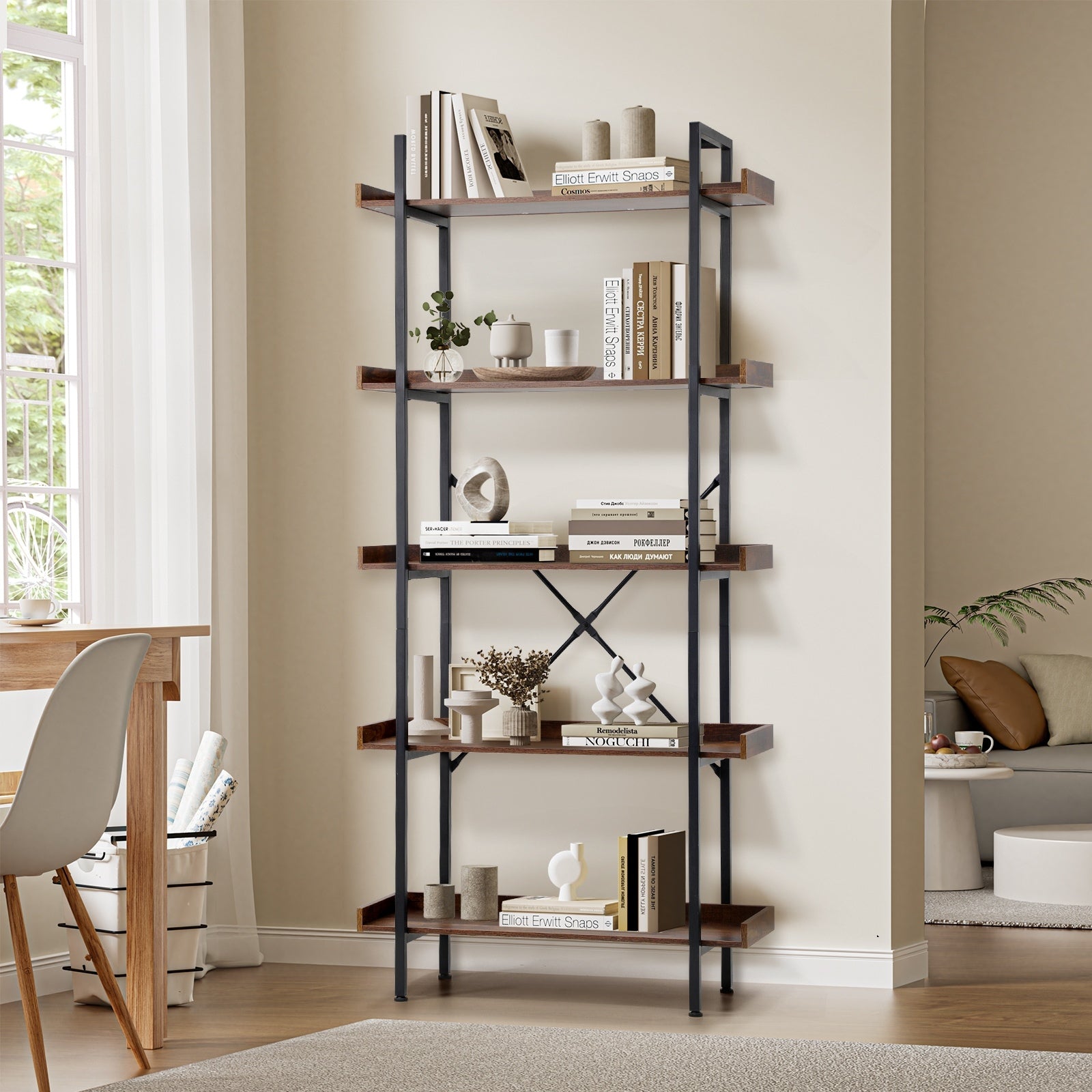 Oikiture Display Shelf 5-Tier Bookshelf Shelves Storage Bookcase Stand Rack 80CM - Sunyee