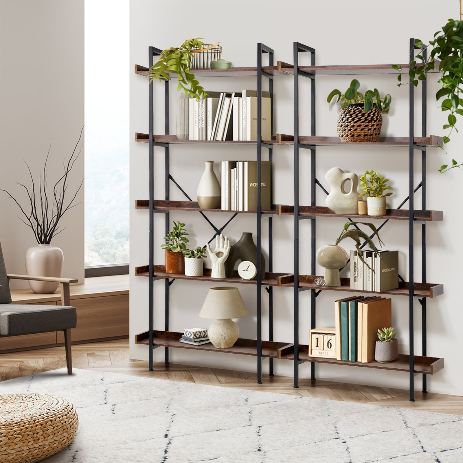 Oikiture Display Shelf 5-Tier Bookshelf Shelves Storage Bookcase Stand Rack 80CM - Sunyee
