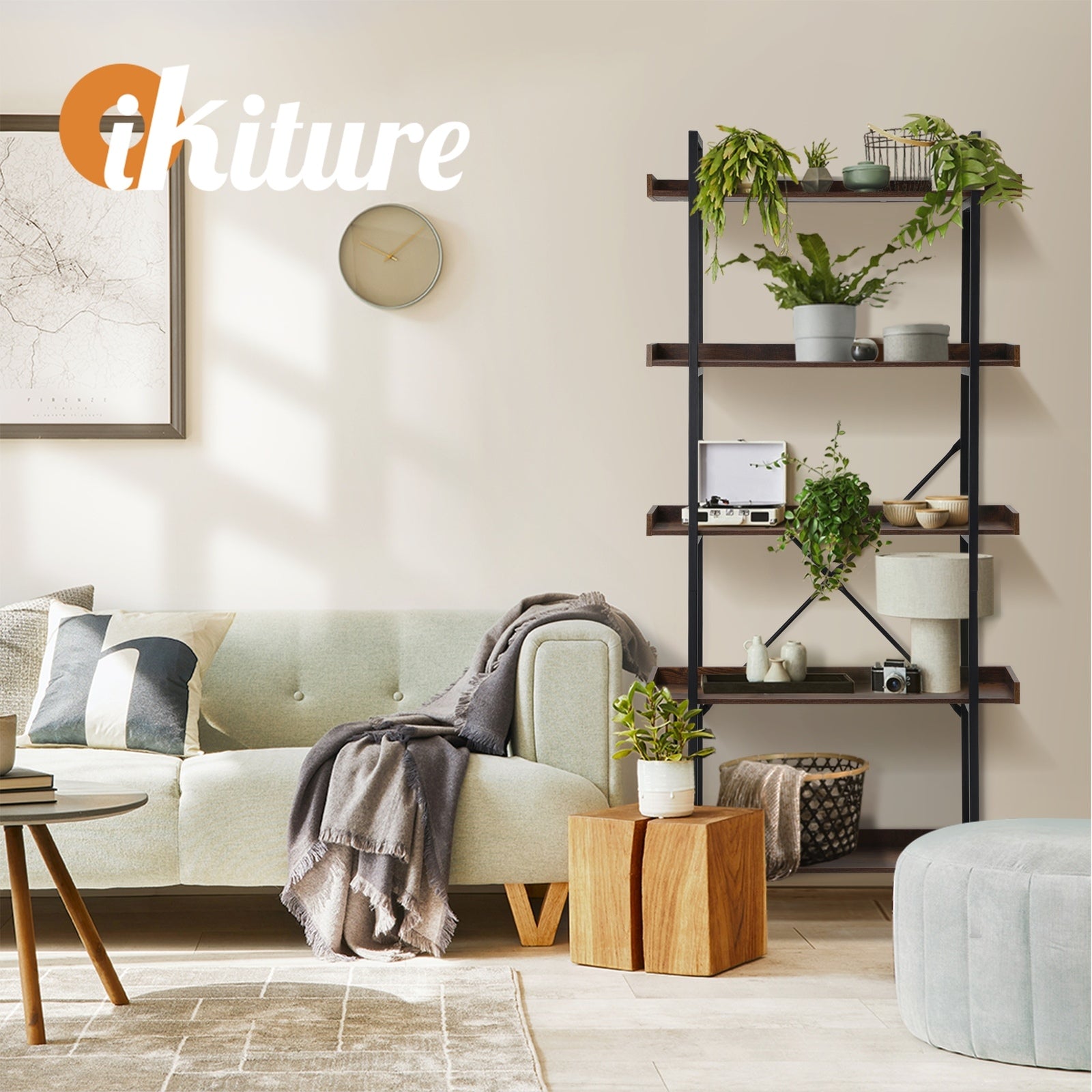 Oikiture Display Shelf 5-Tier Bookshelf Shelves Storage Bookcase Stand Rack 80CM - Sunyee