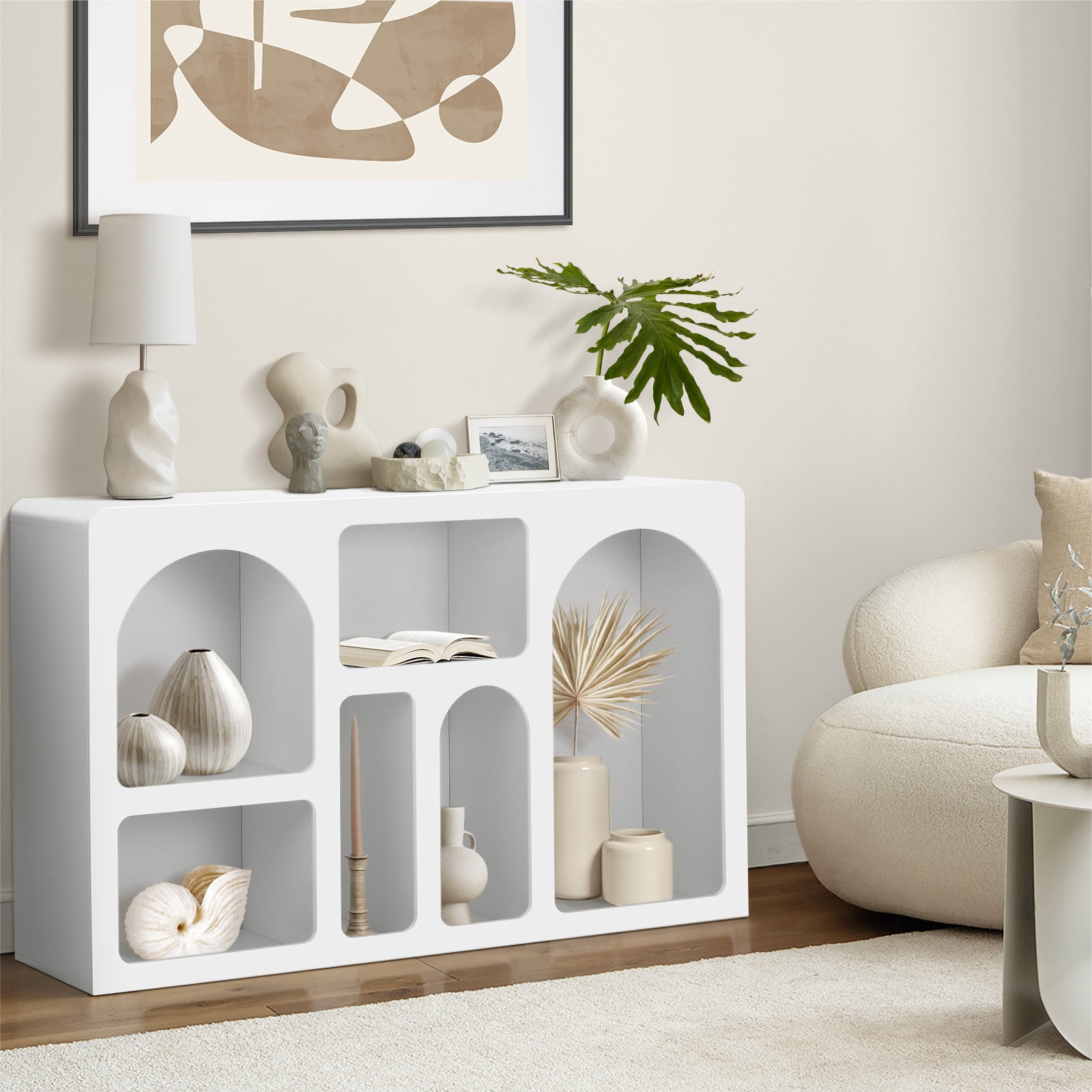 Oikiture Display Shelf Storage Stand Shelves Unit Bookcase Bookshelf Rack White - Sunyee