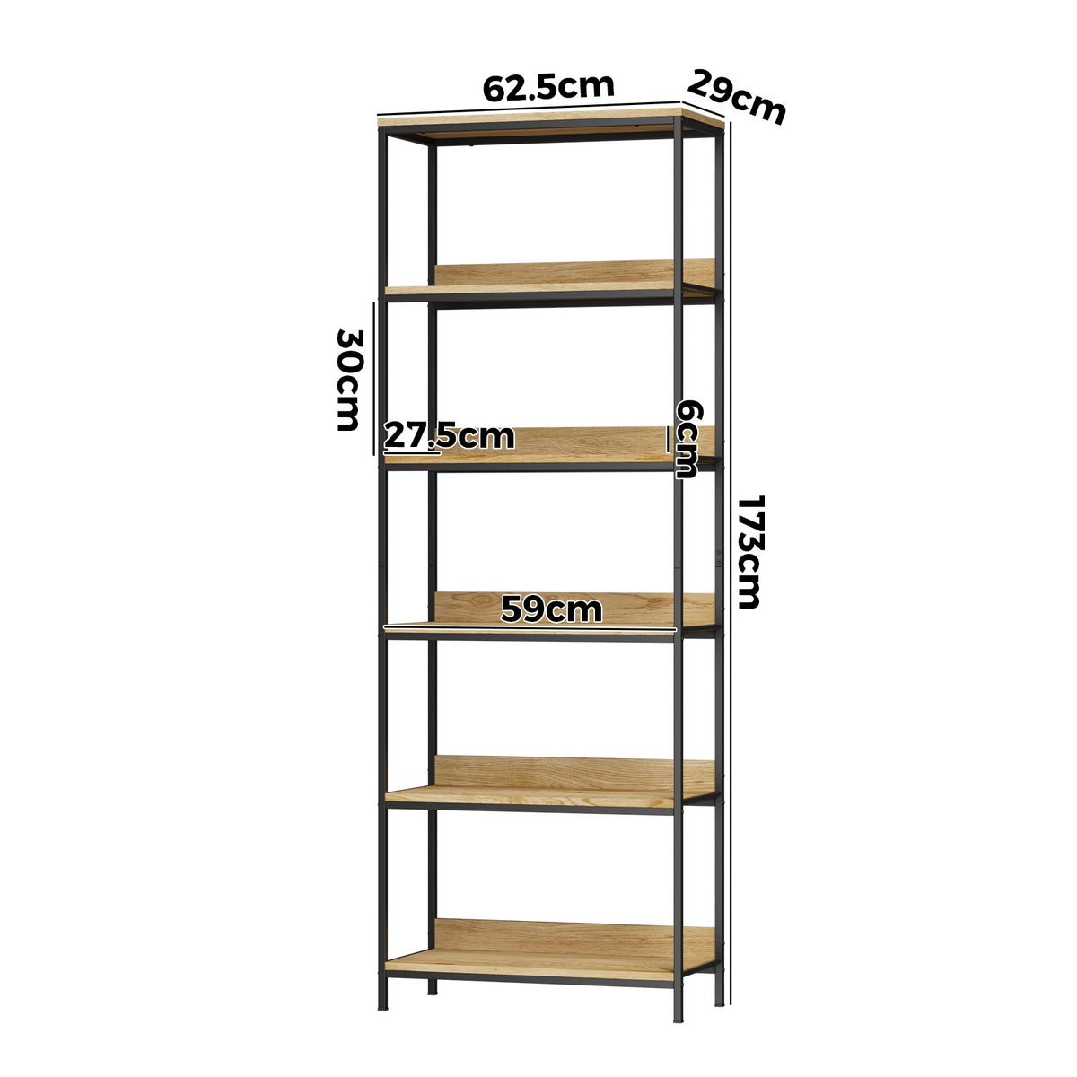Oikiture Display Shelf 5 Tier Bookshelf Storage Shelves Stand Rack Bookcase - Sunyee