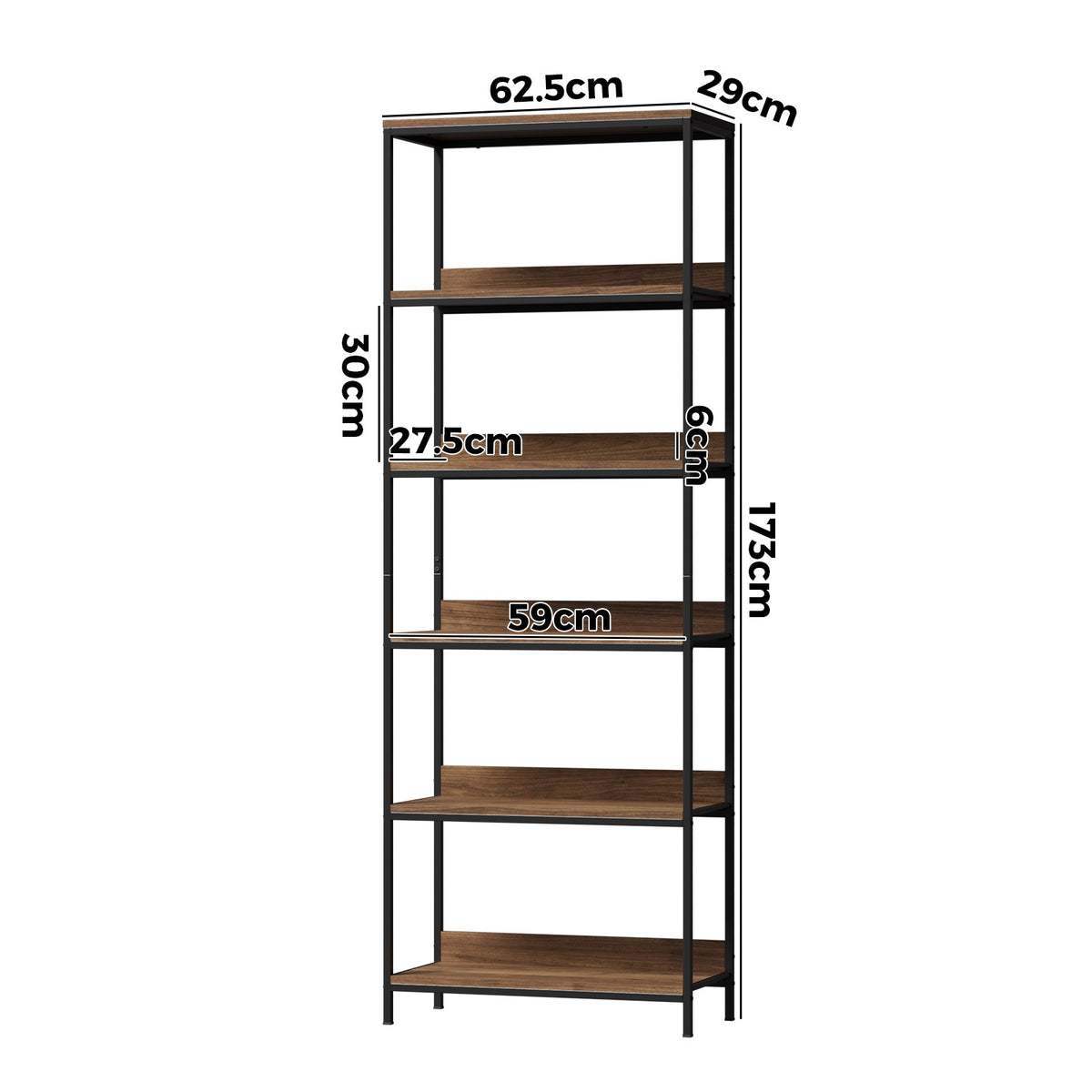 Oikiture Display Shelf 5 Tier Bookshelf Storage Shelves Bookcase Stand Rack - Sunyee