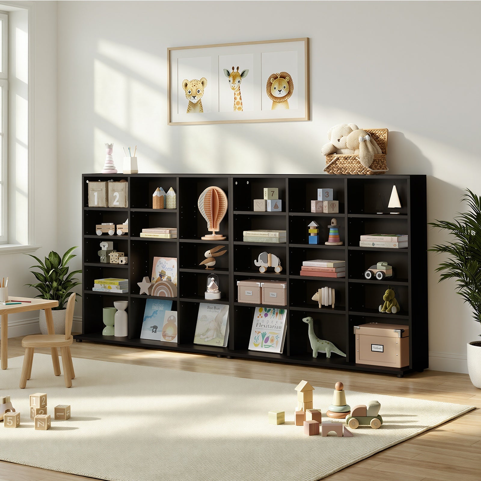 Oikiture Bookshelf Display Shelf Unit Bookcase CD Media Storage Rack Black - Sunyee