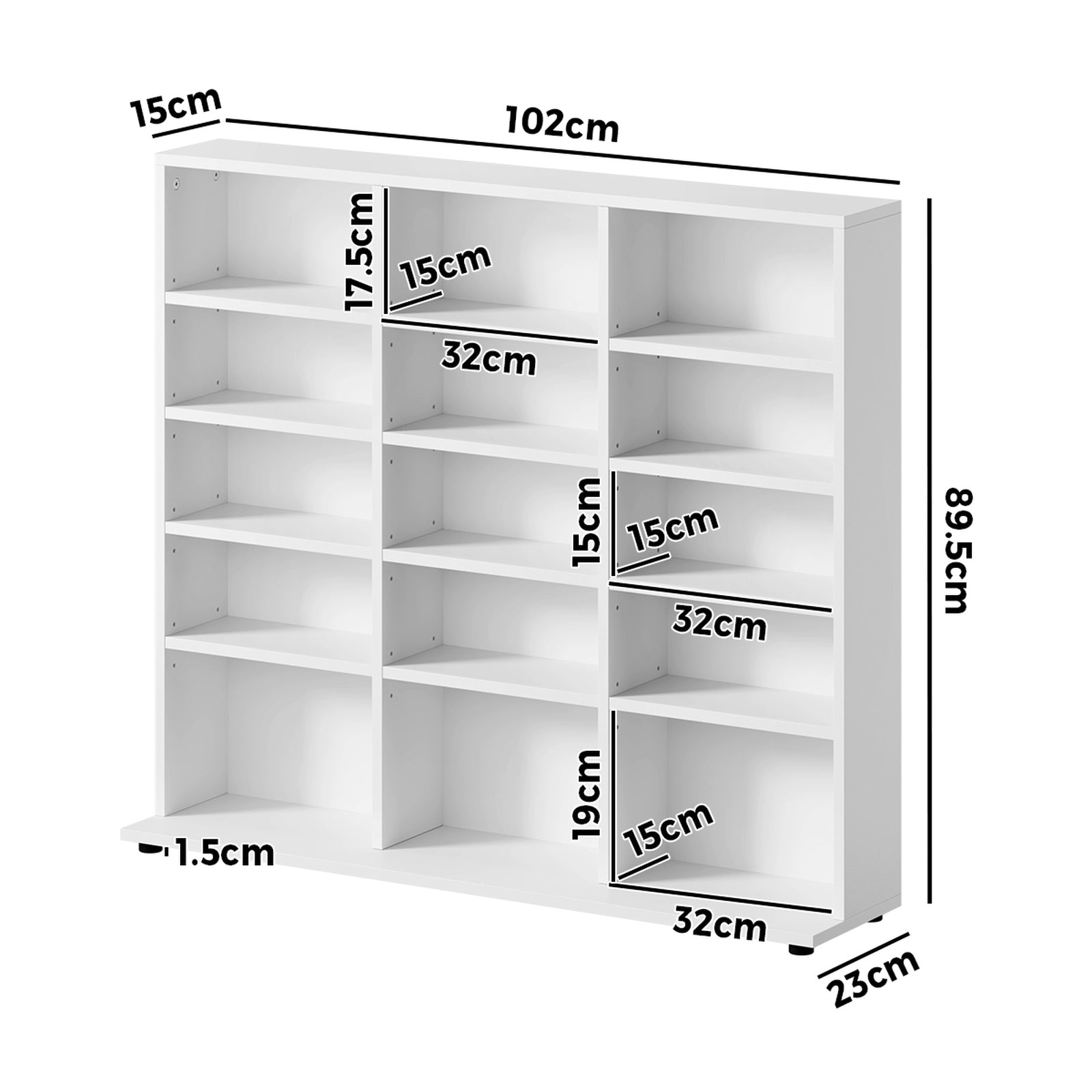 Oikiture Bookshelf Display Shelf Unit Bookcase CD Media Storage Rack White - Sunyee