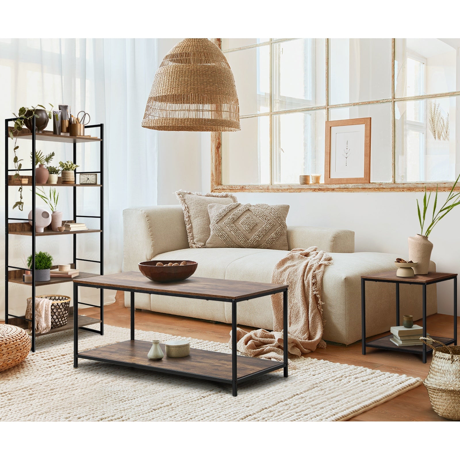 Oikiture Display Shelves Bookshelf Bookcase Shelf Storage Industrial Furniture - Sunyee