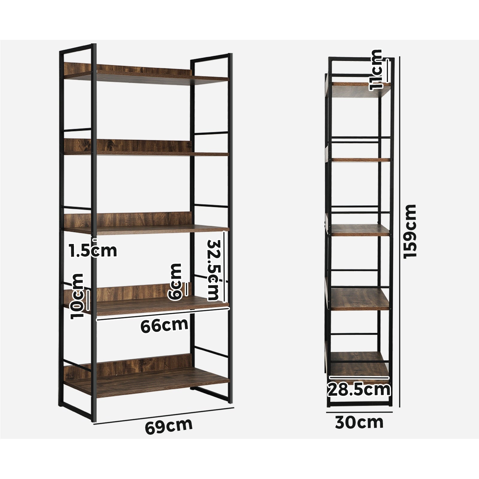 Oikiture Display Shelves Bookshelf Bookcase Shelf Storage Industrial Furniture - Sunyee