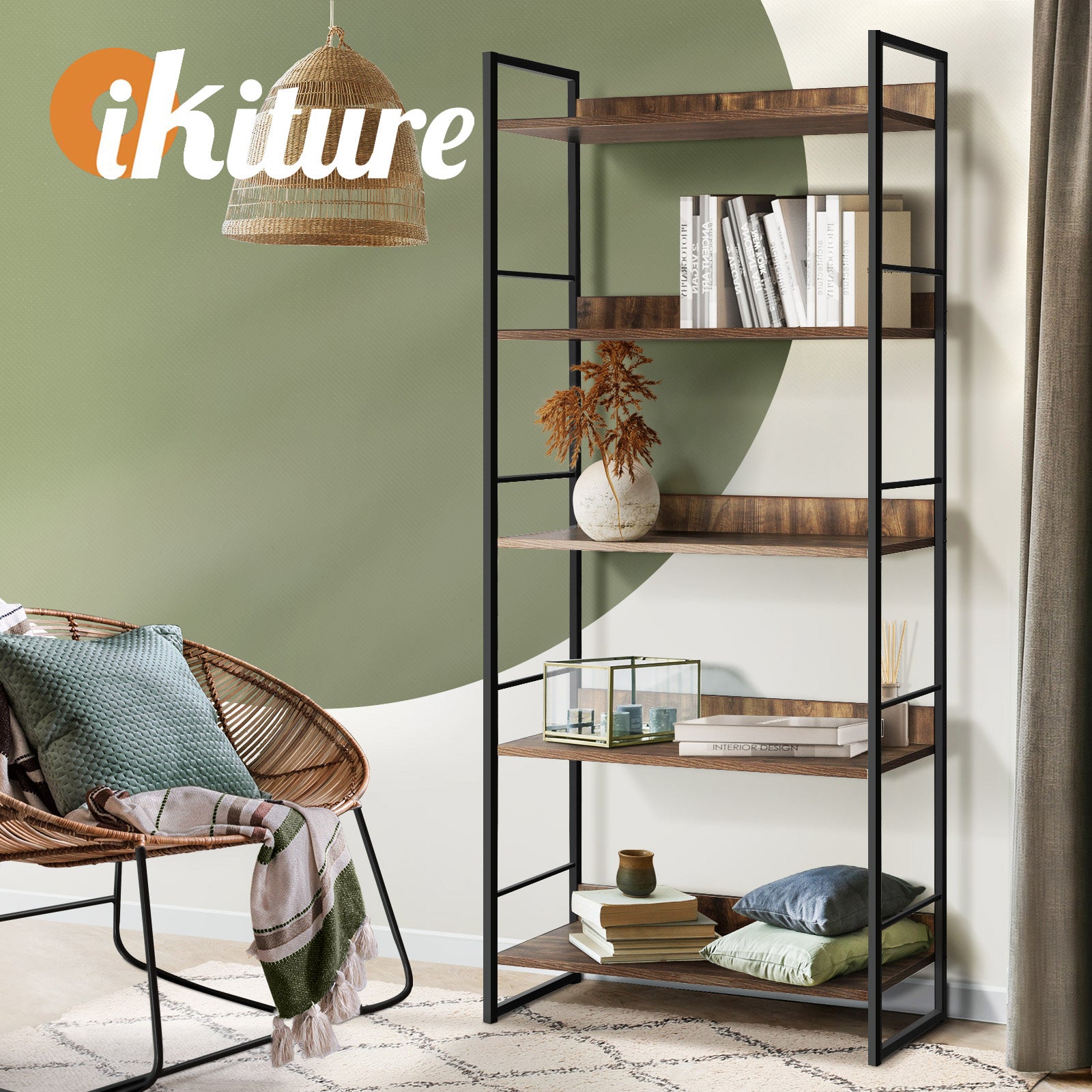 Oikiture Display Shelves Bookshelf Bookcase Shelf Storage Industrial Furniture - Sunyee