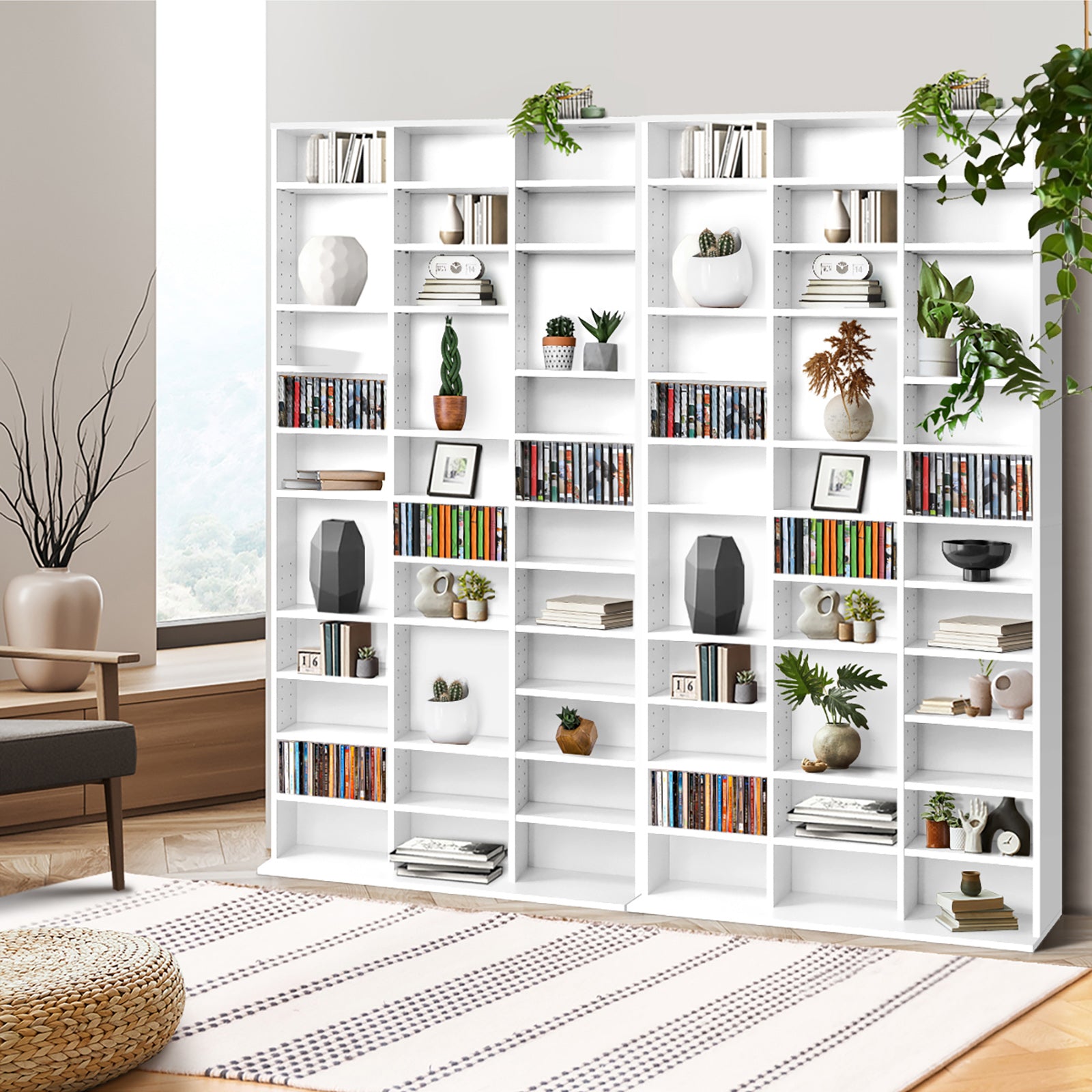 Oikiture Display Shelf Bookshelf CD DVD Storage Media Stand Rack Bookcase - Sunyee