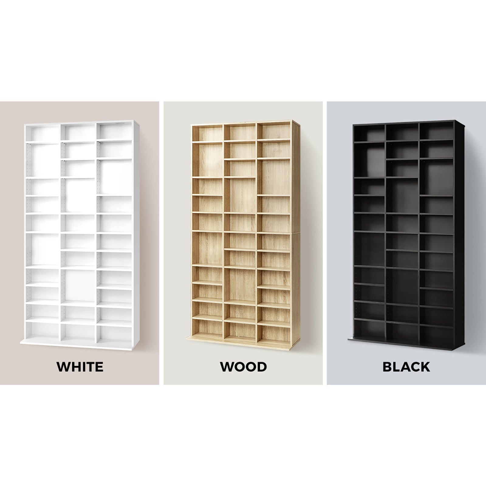 Oikiture Display Shelf Bookshelf CD DVD Storage Media Stand Rack Bookcase - Sunyee