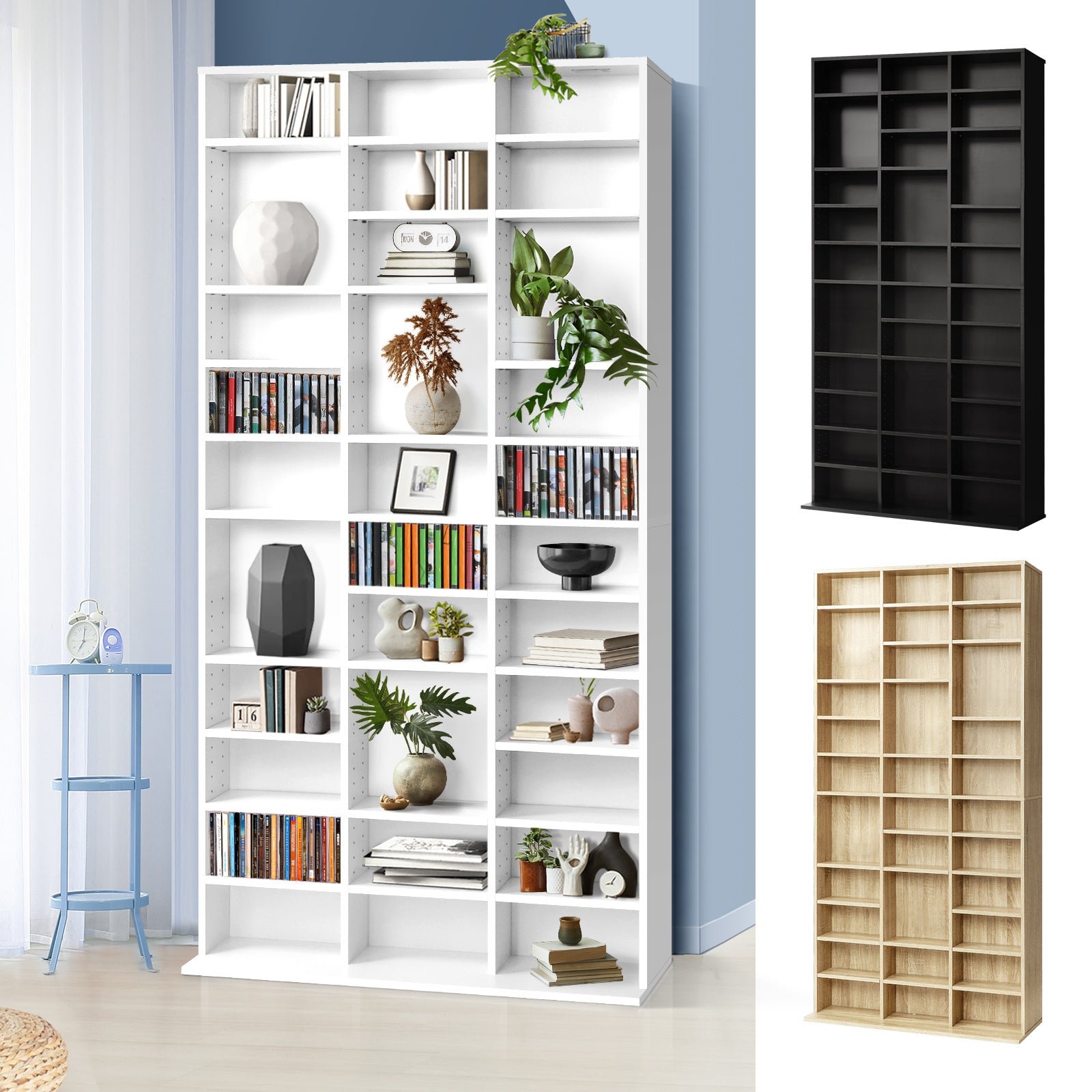 Oikiture Display Shelf Bookshelf CD DVD Storage Media Stand Rack Bookcase - Sunyee