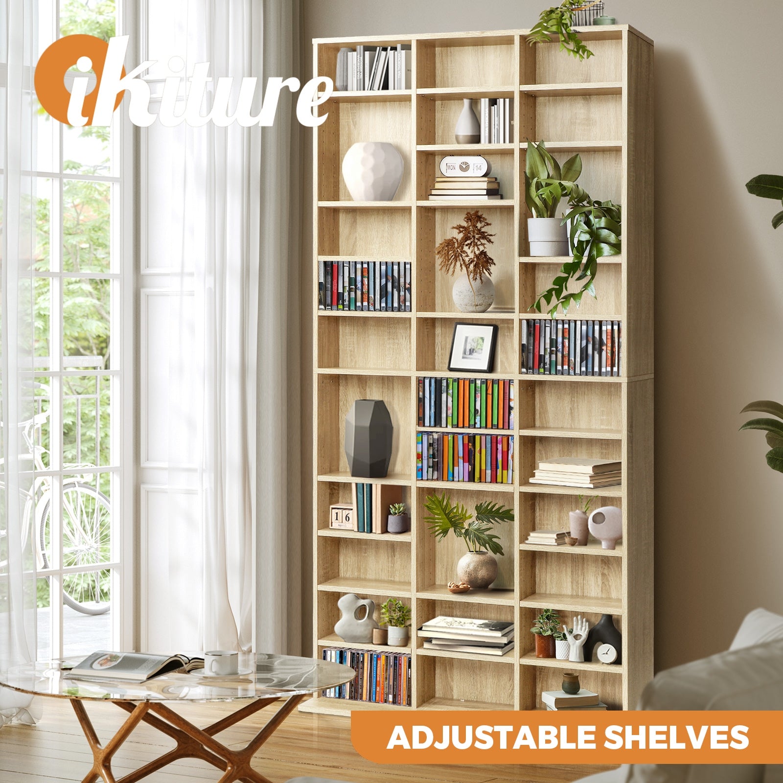 Oikiture Display Shelf Bookshelf CD DVD Storage Media Stand Rack Bookcase - Sunyee