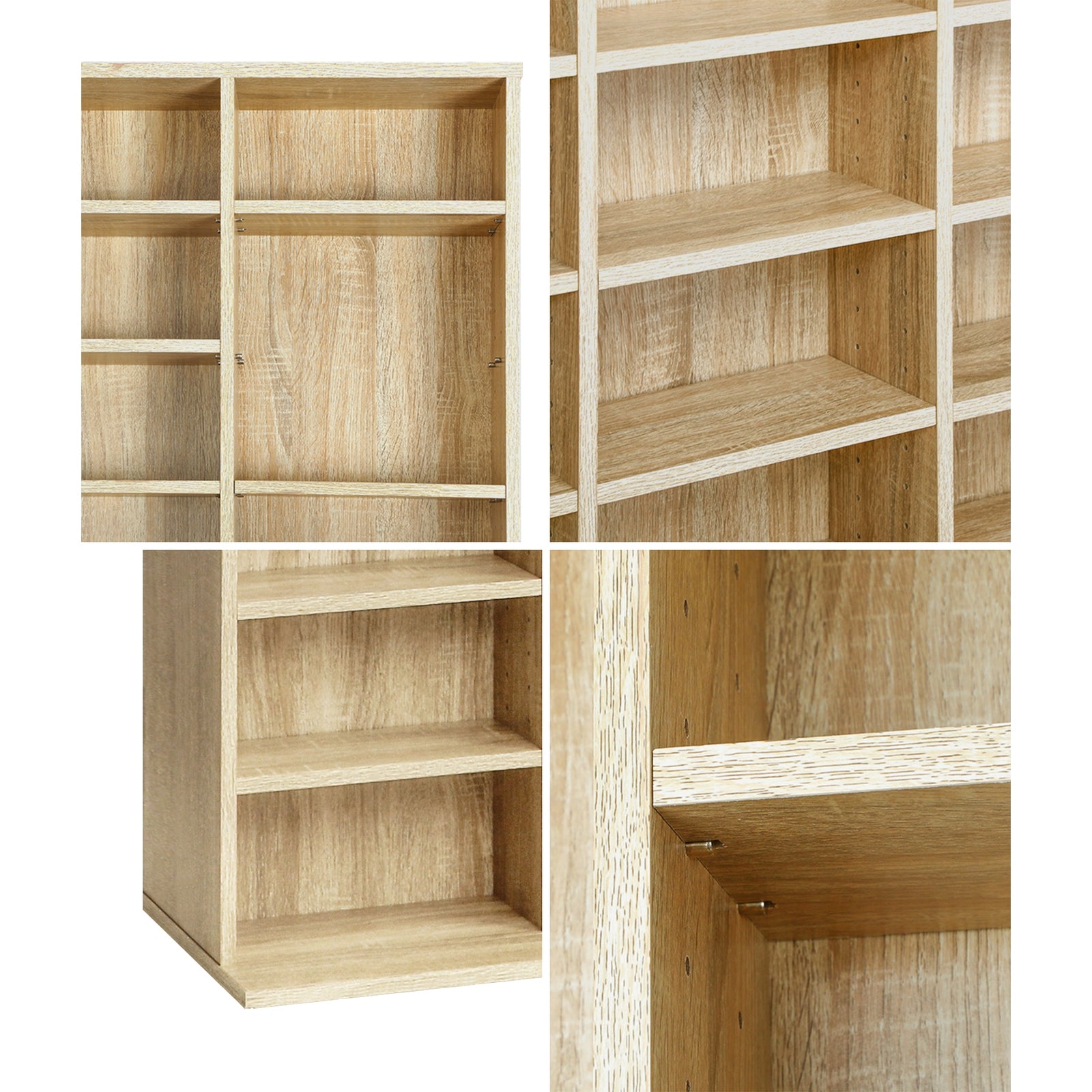 Oikiture Display Shelf Bookshelf Bookcase CD DVD Storage Media Stand Rack Oak - Sunyee