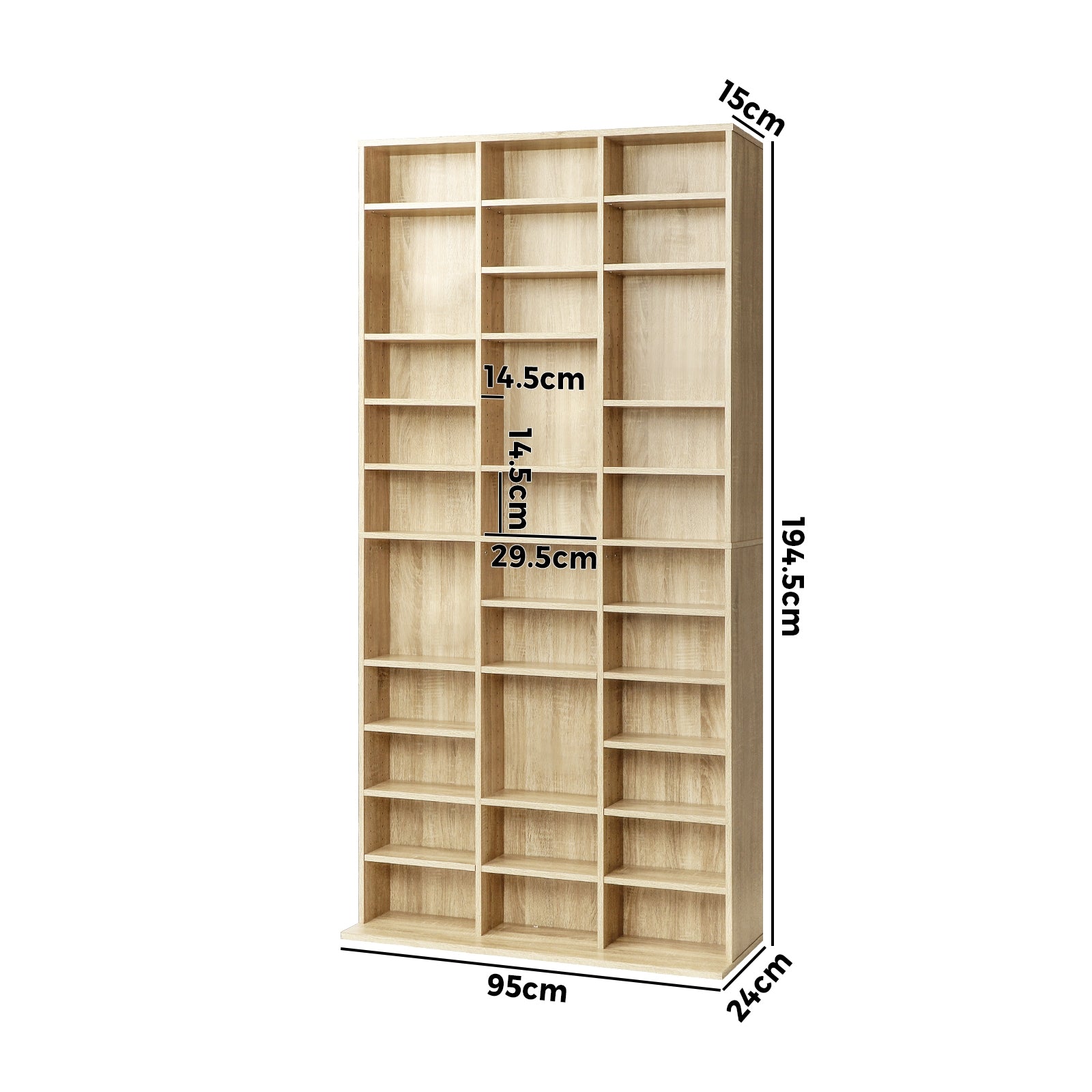 Oikiture Display Shelf Bookshelf Bookcase CD DVD Storage Media Stand Rack Oak - Sunyee