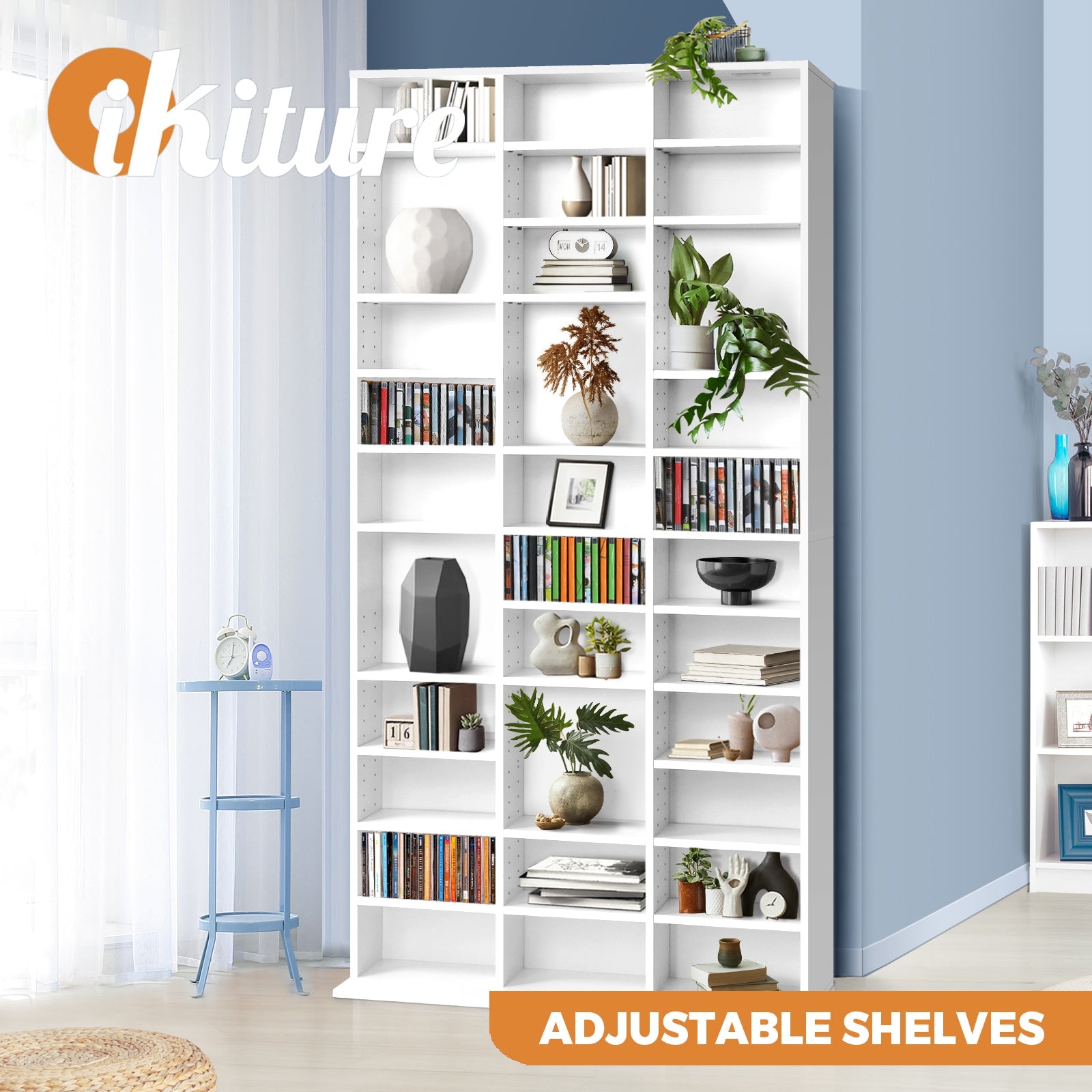 Oikiture Display Shelf Bookshelf CD DVD Storage Media Stand Rack Bookcase - Sunyee