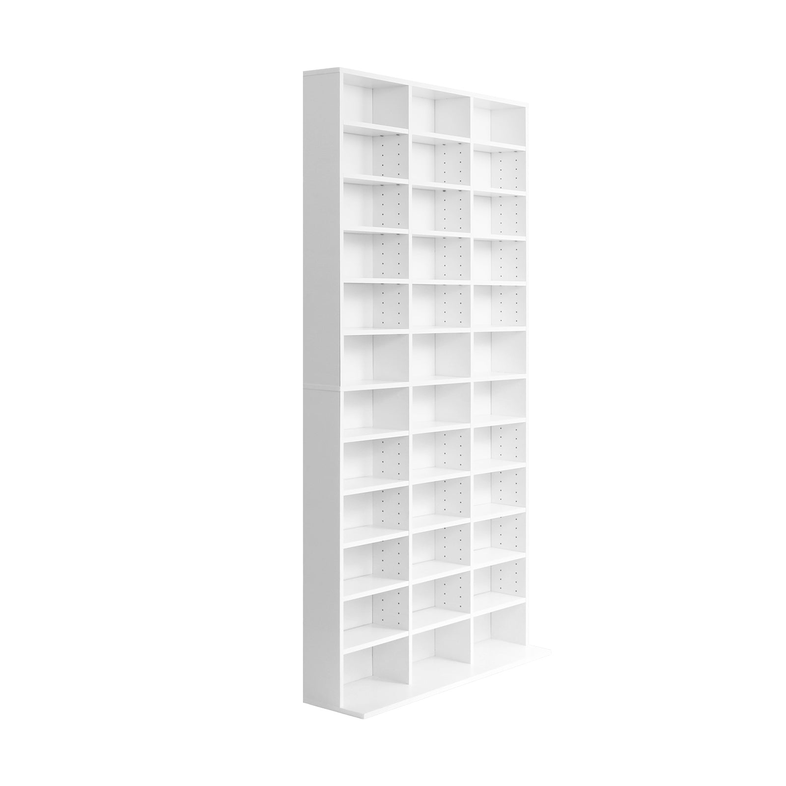 Oikiture Bookshelf Display Shelf Bookcase CD DVD Storage Media Stand Rack White - Sunyee