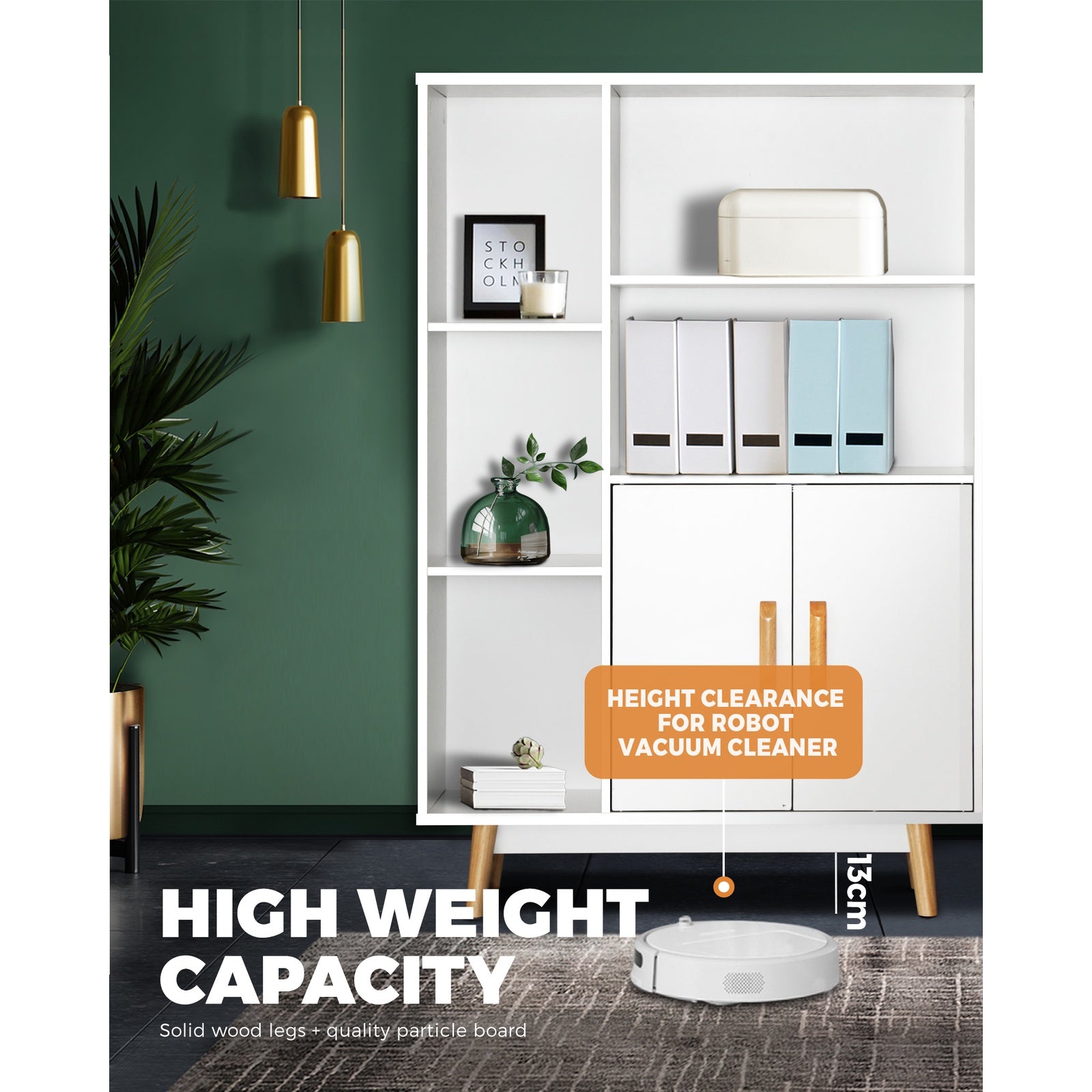 Oikiture Display Shelf Bookshelf Storage Door Cabinet Stand Organiser Unit Rack - Sunyee